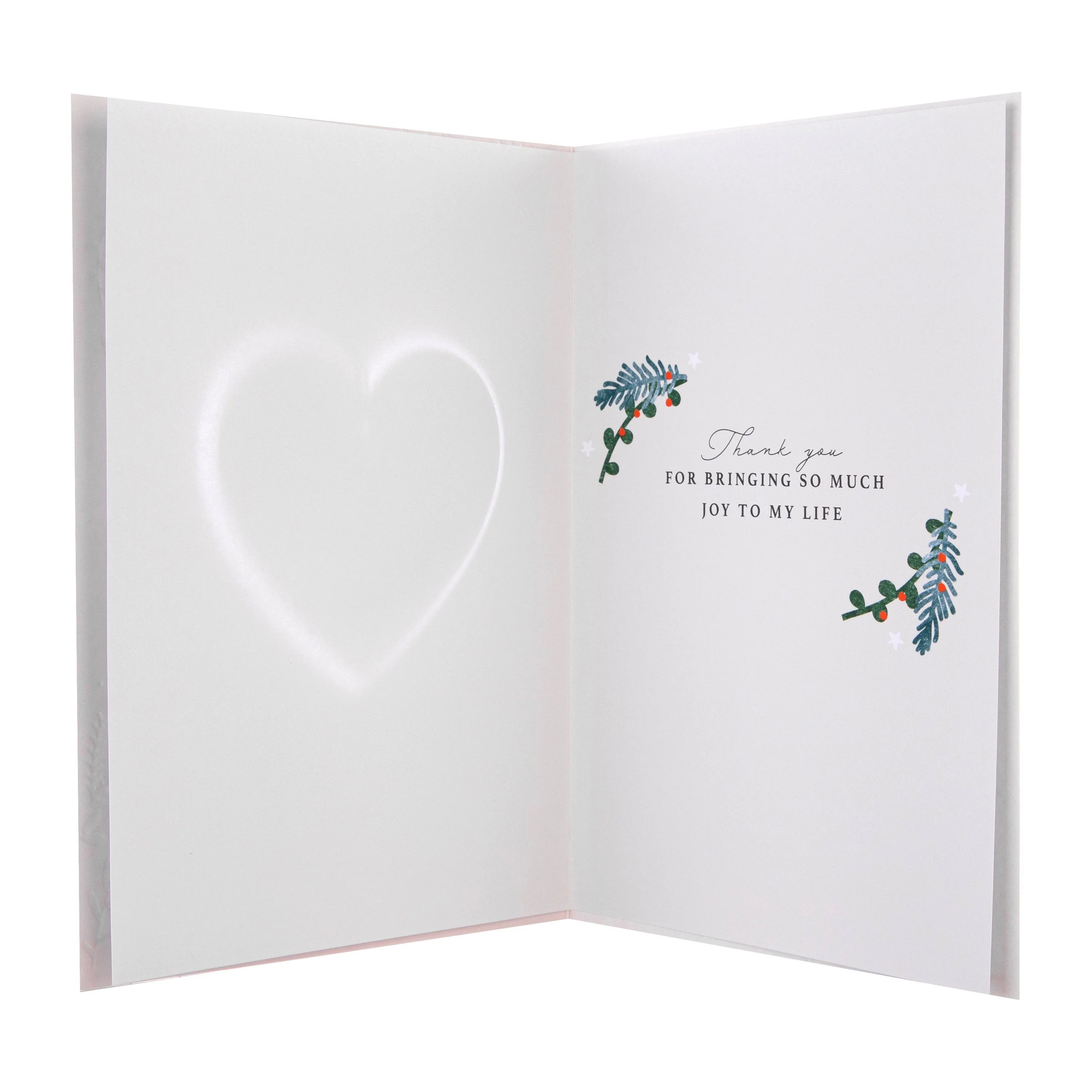 Christmas Card for Husband - Traditional Foliage & Bauble Design with Keepsake - Image 3