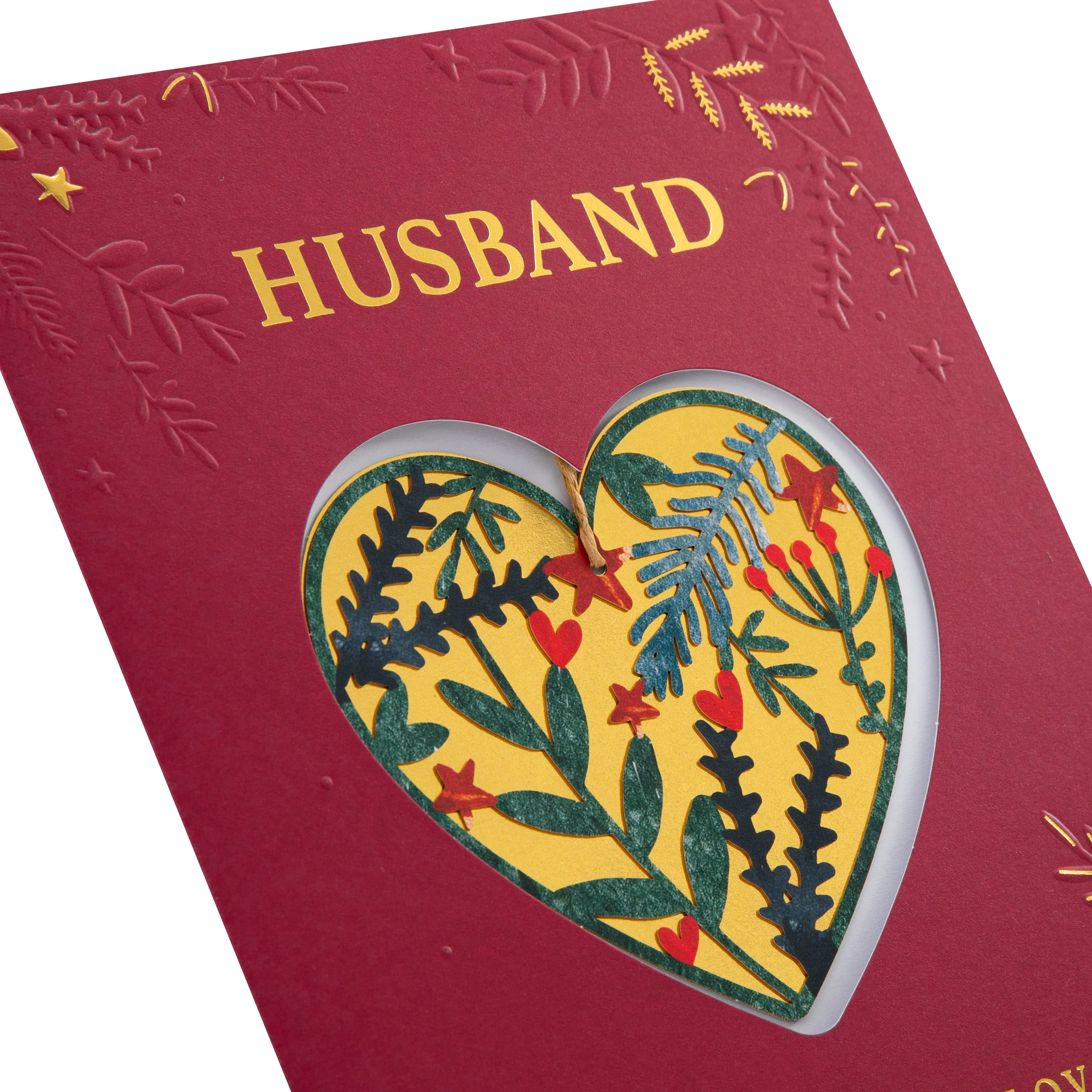 Christmas Card for Husband - Traditional Foliage & Bauble Design with Keepsake - Image 6