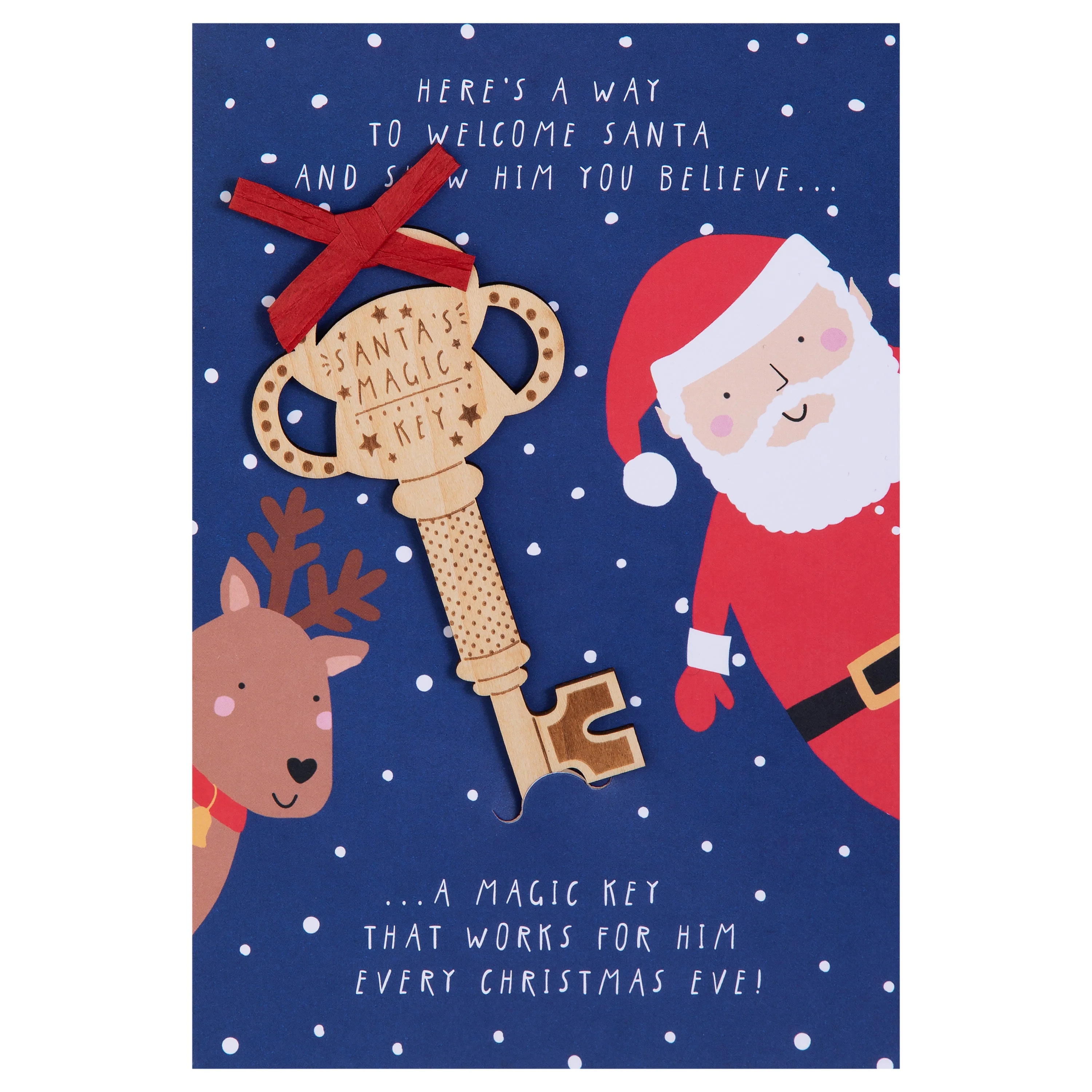 Christmas Card for Kids - Cute 'Santa's Key' Wooden Decoration Design - Image 5