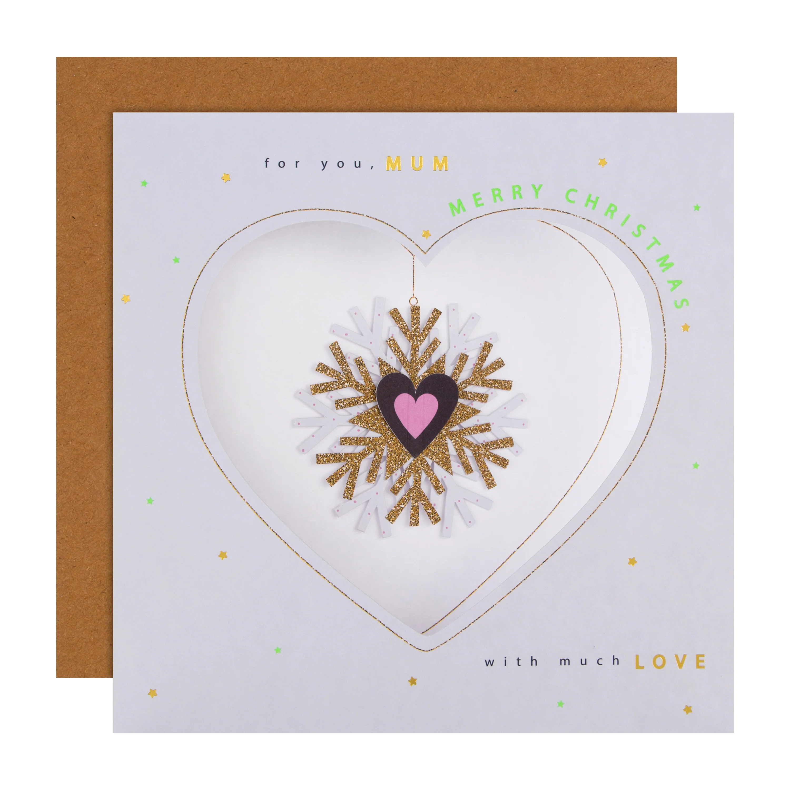 Christmas Card for Mum - 3D Effect Snowflake Design