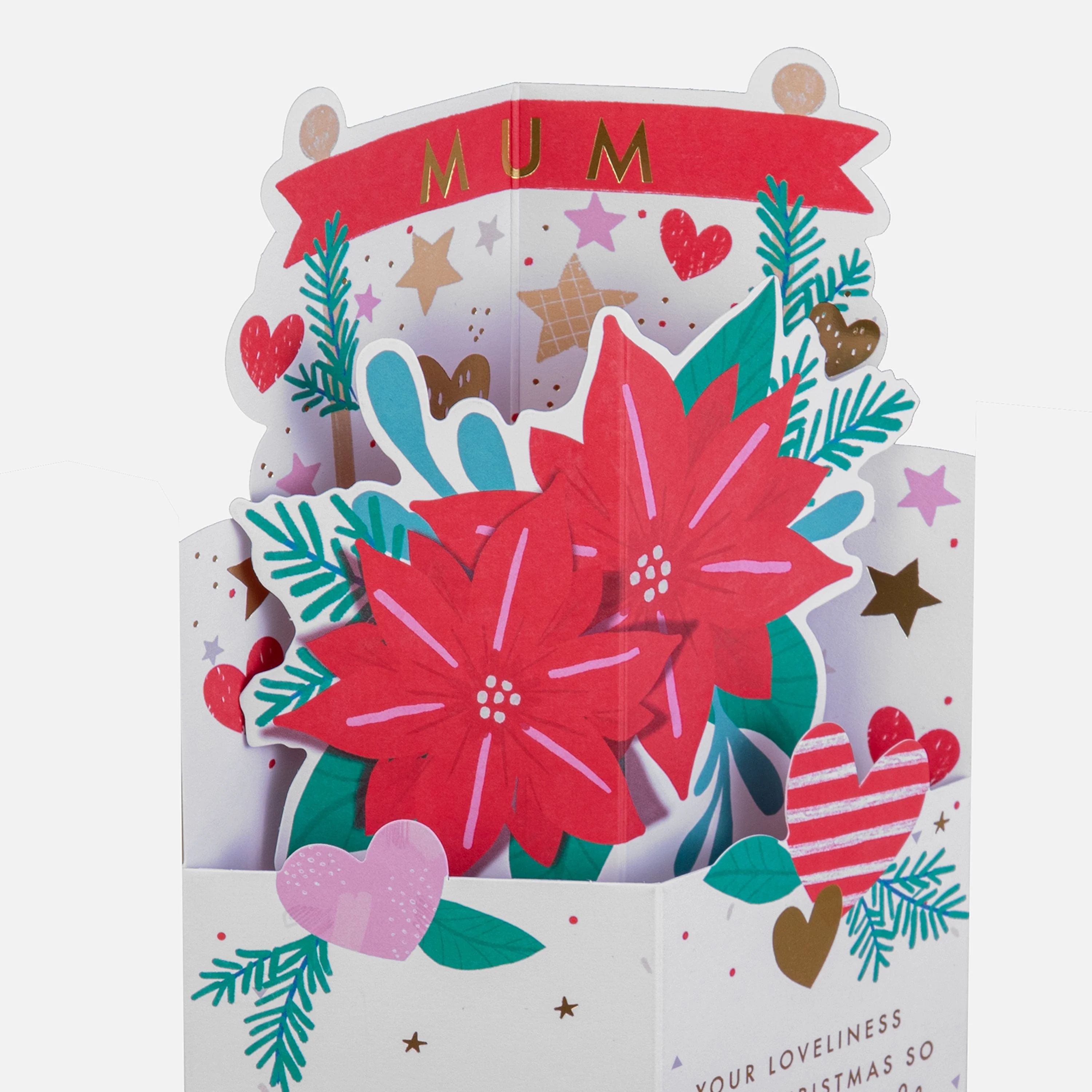 Christmas Card for Mum - 3D Pop-Up Poinsettia Design - Image 4