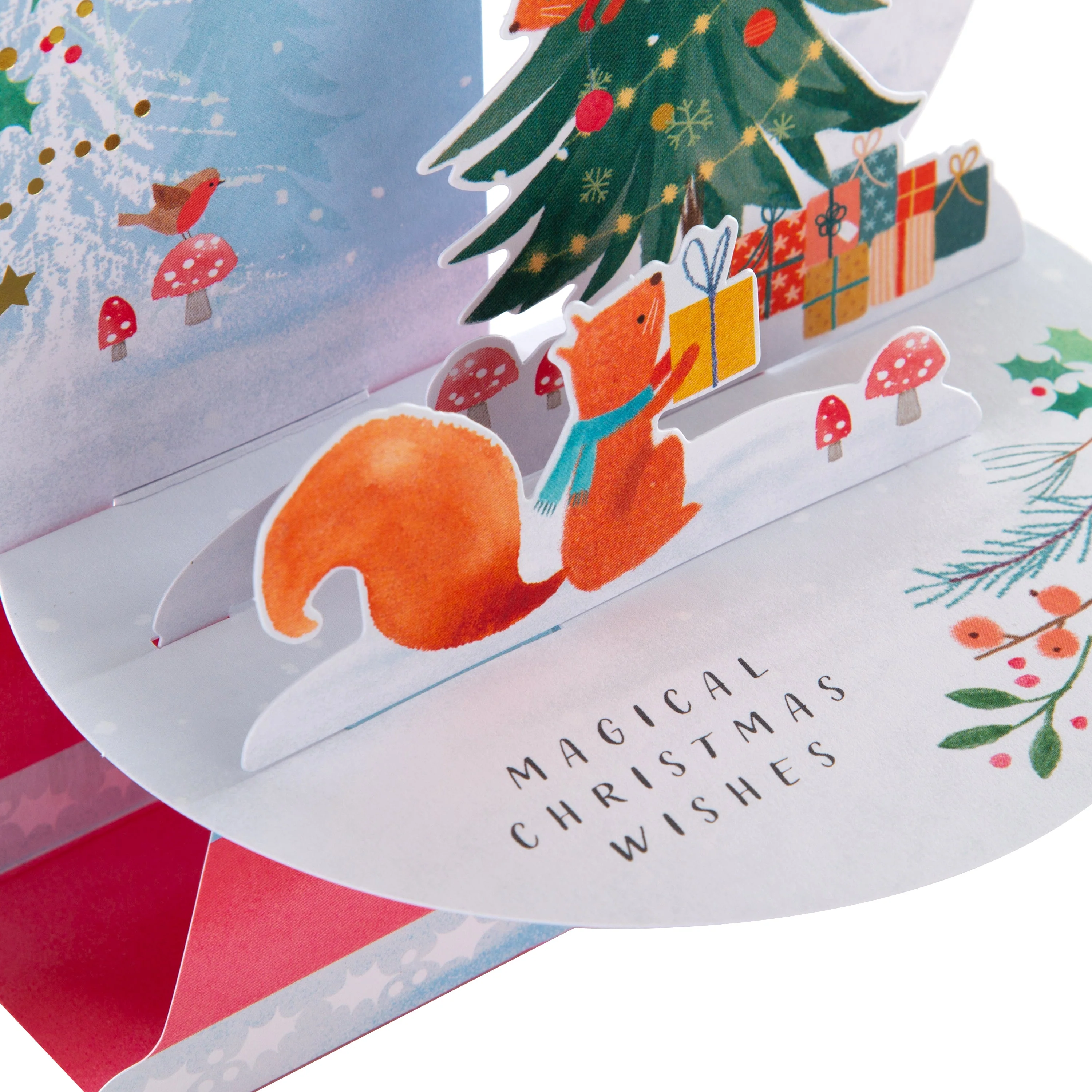 Christmas Card for Mum and Dad - Cute 3D Squirrel Snowglobe Design - Image 3