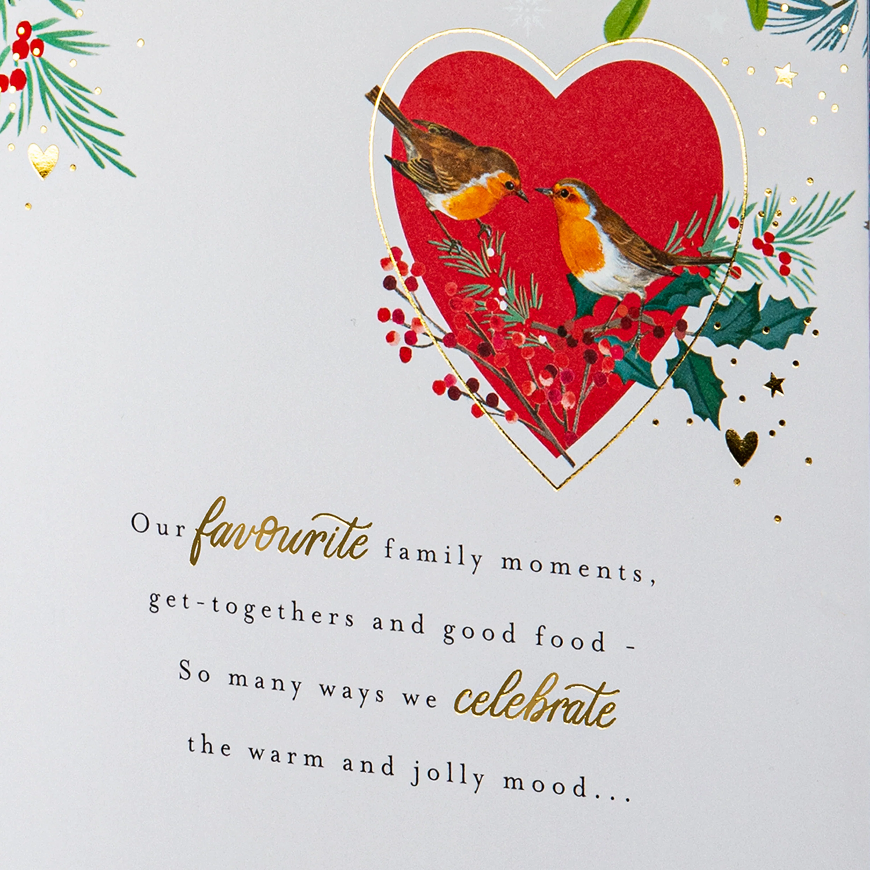 Christmas Card for Mum and Dad - Robin and Winter Florals Design - Image 4