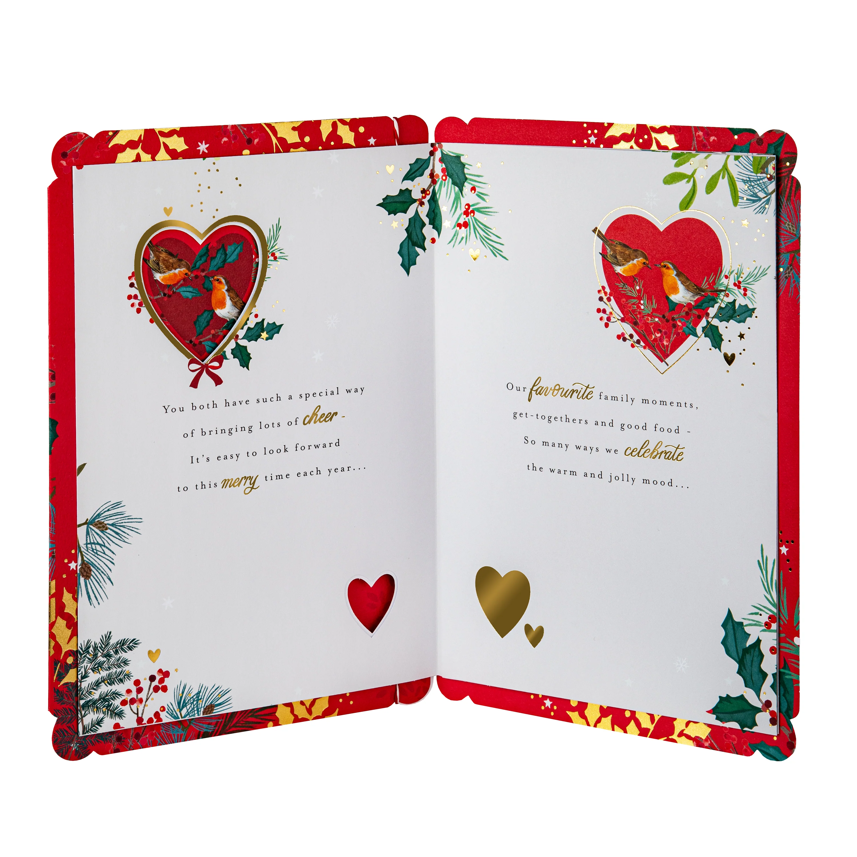 Christmas Card for Mum and Dad - Robin and Winter Florals Design - Image 5