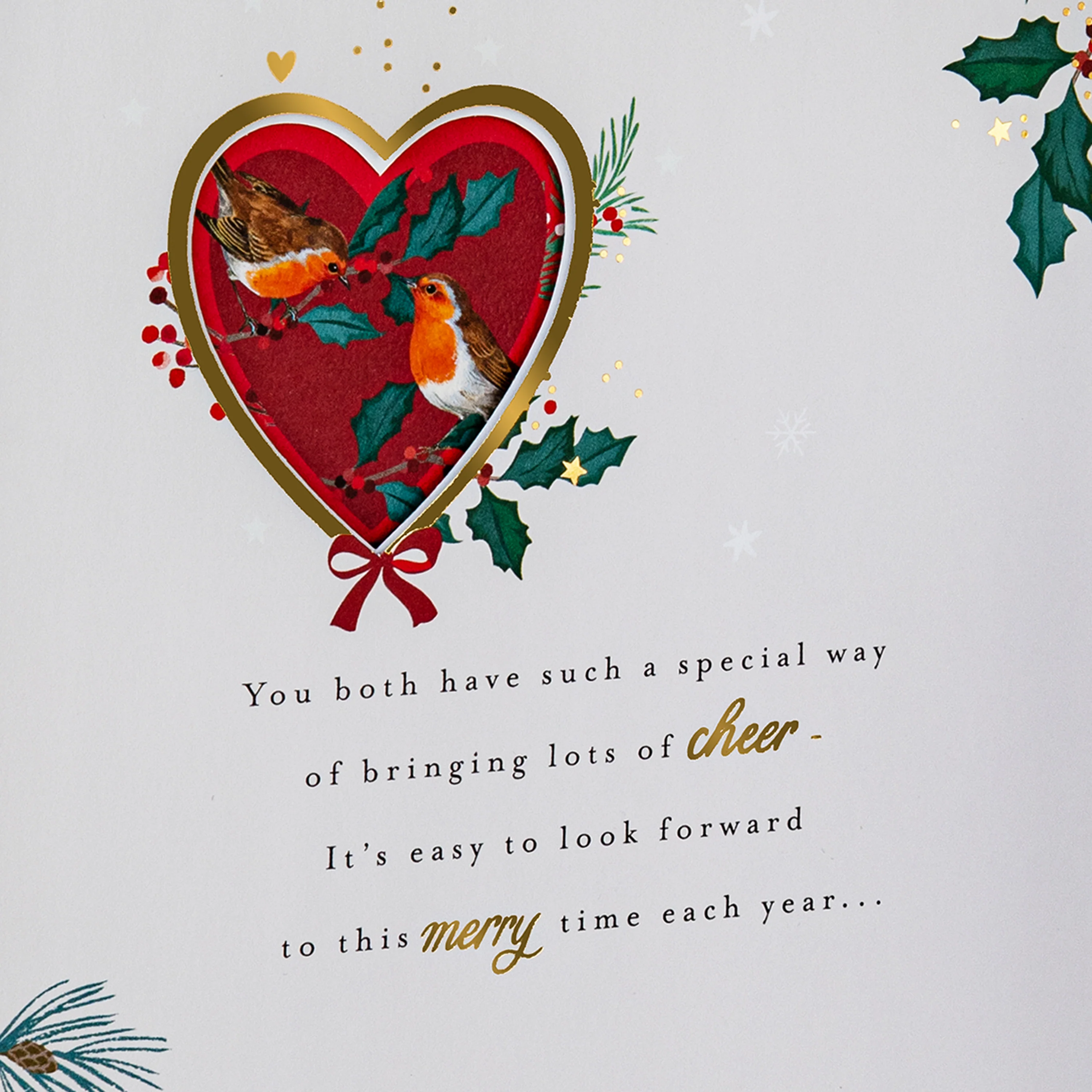 Christmas Card for Mum and Dad - Robin and Winter Florals Design - Image 6