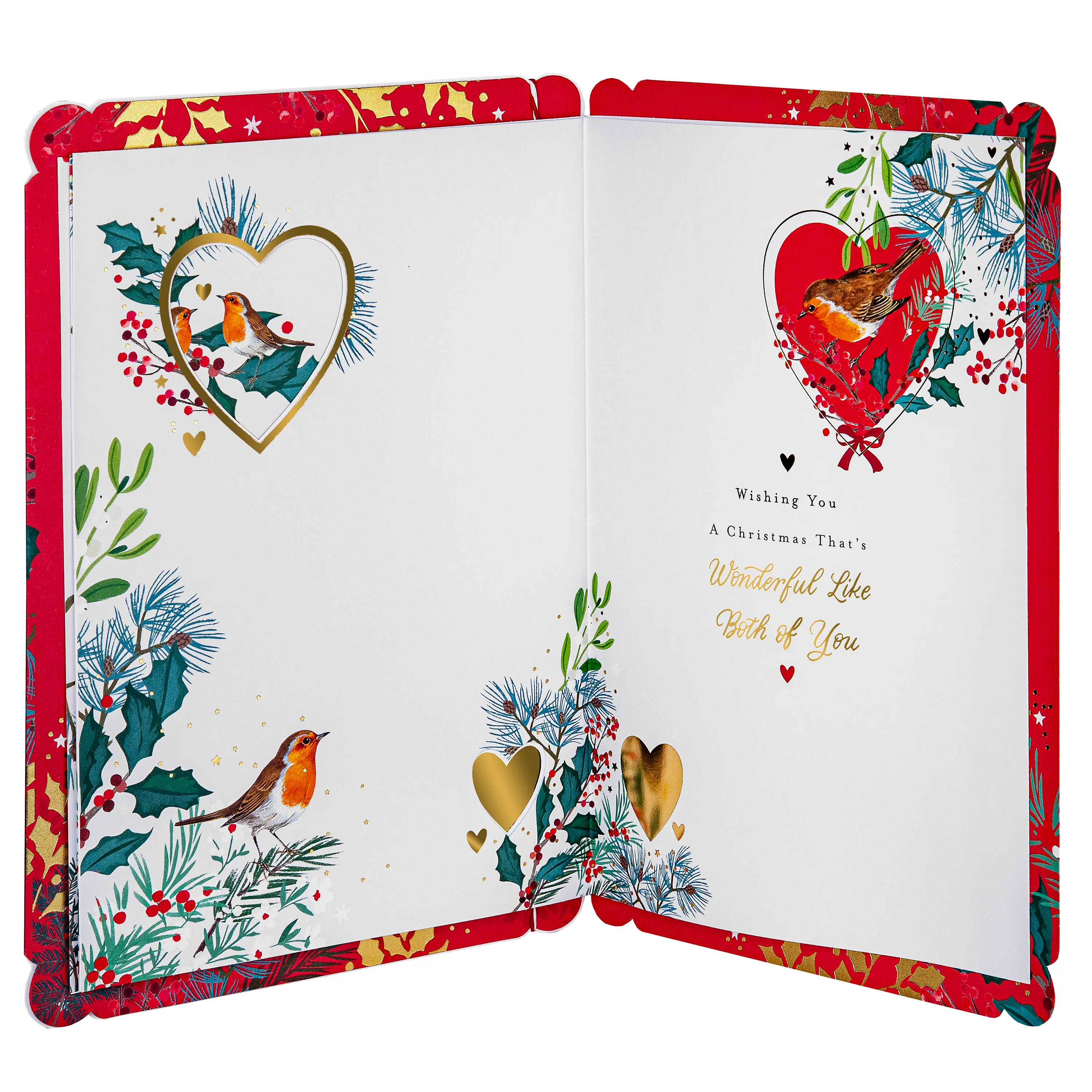Christmas Card for Mum and Dad - Robin and Winter Florals Design - Image 7