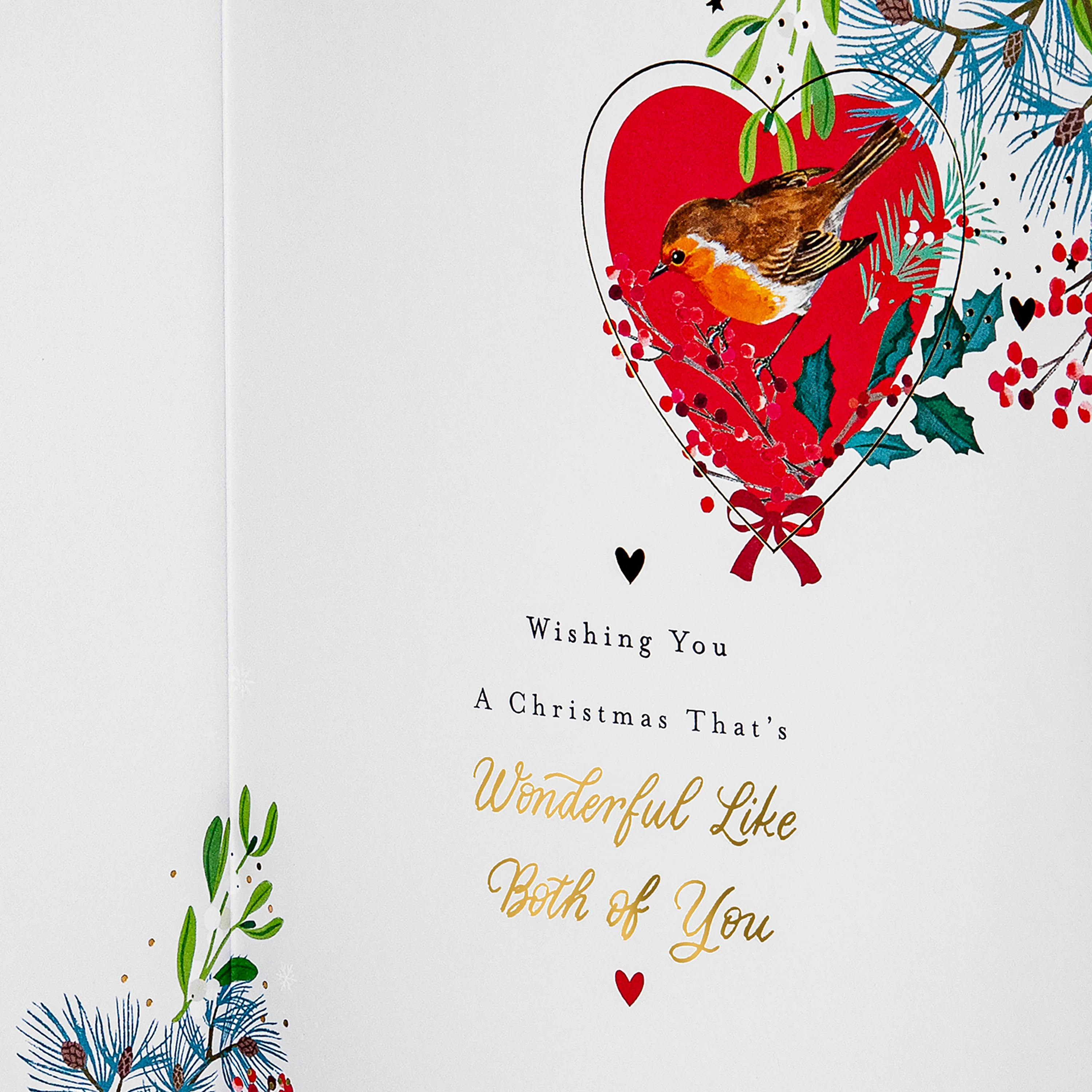 Christmas Card for Mum and Dad - Robin and Winter Florals Design - Image 9
