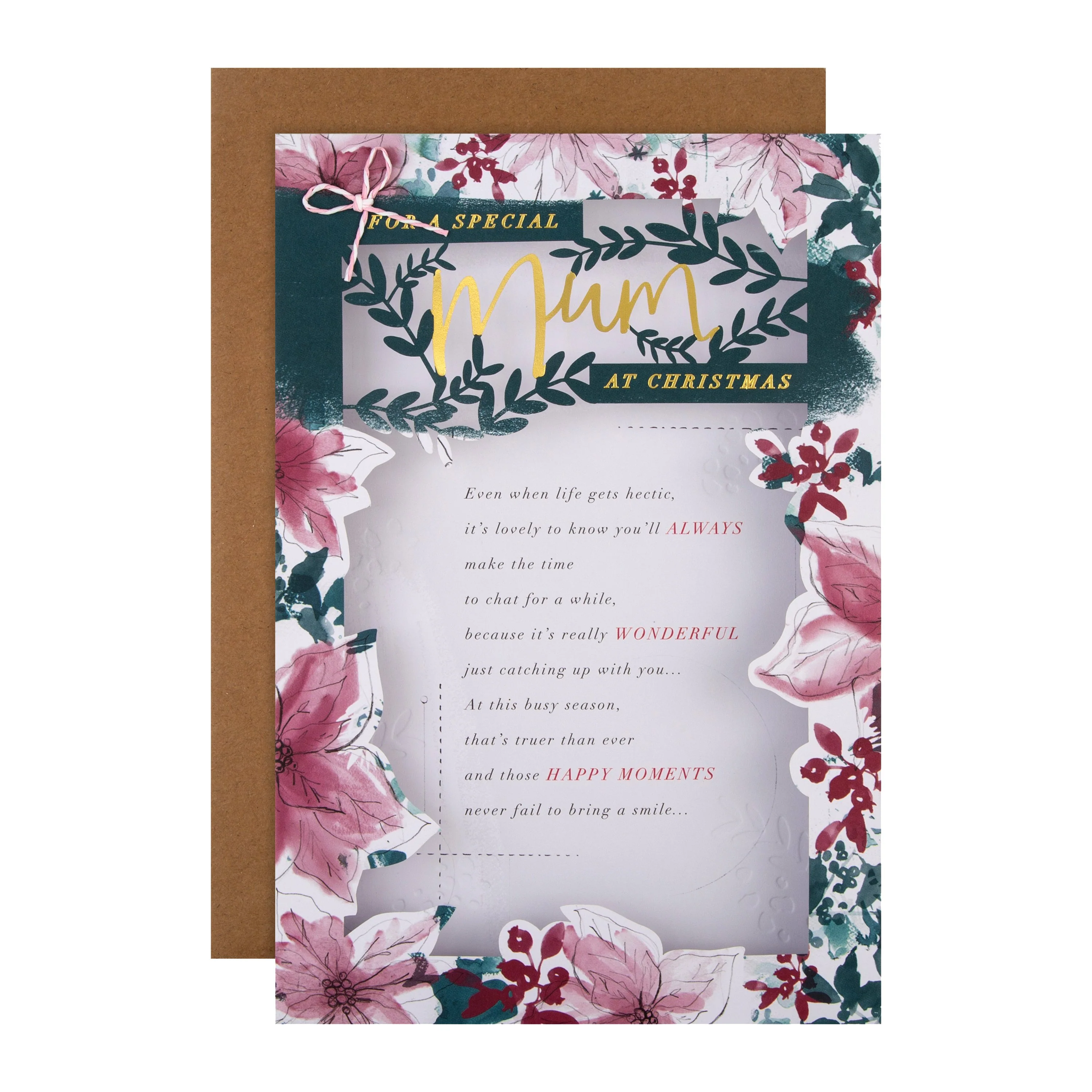 Christmas Card for Mum - Classic Winter Verse 3D Design with Gold Foil