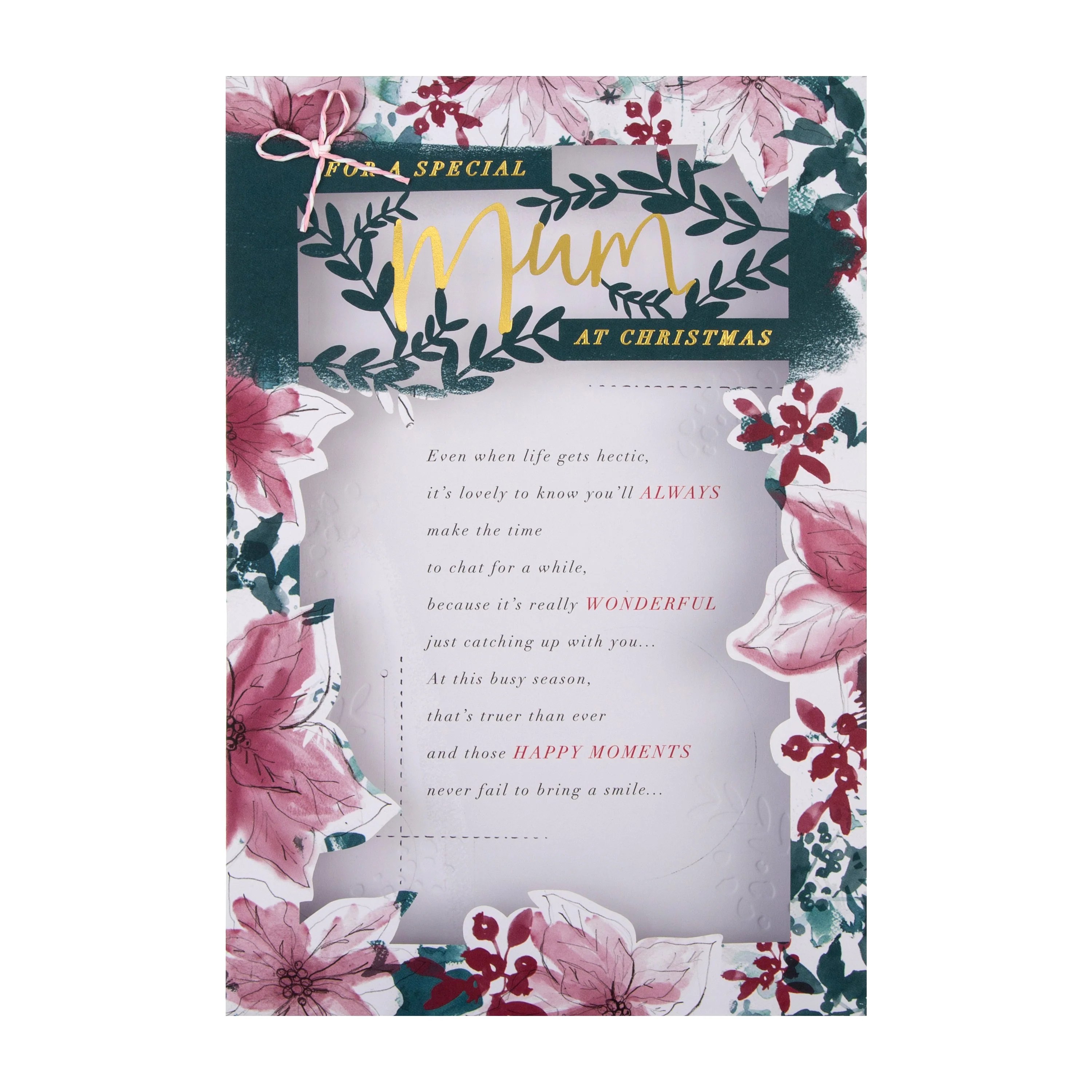 Christmas Card for Mum - Classic Winter Verse 3D Design with Gold Foil - Image 3