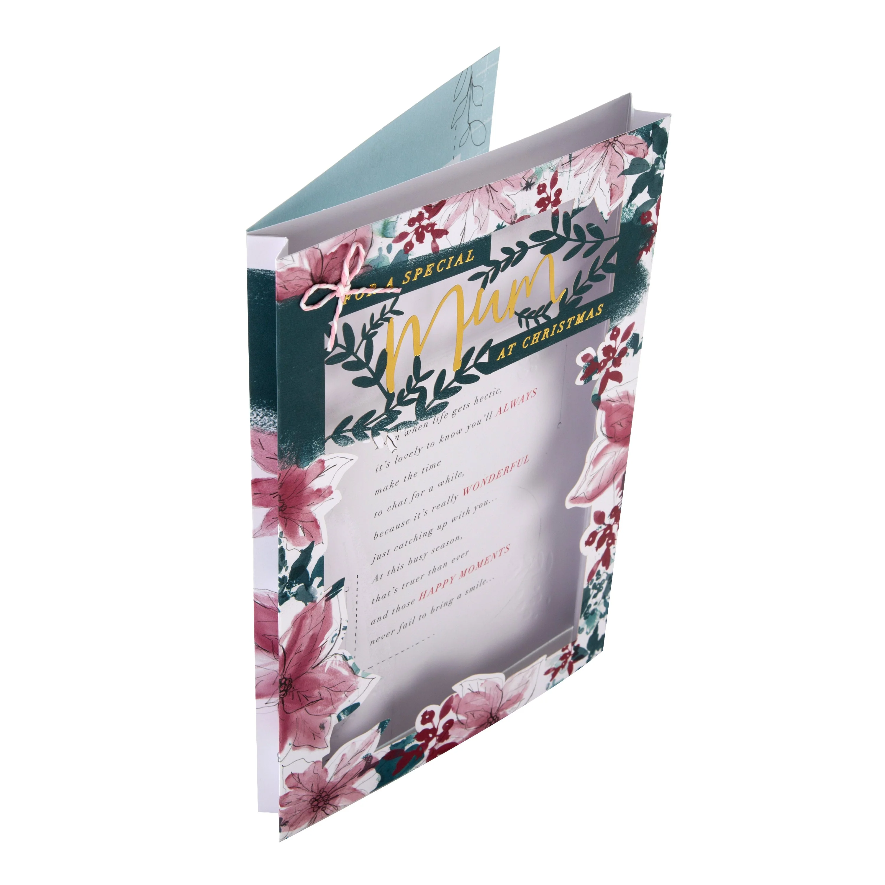 Christmas Card for Mum - Classic Winter Verse 3D Design with Gold Foil - Image 4