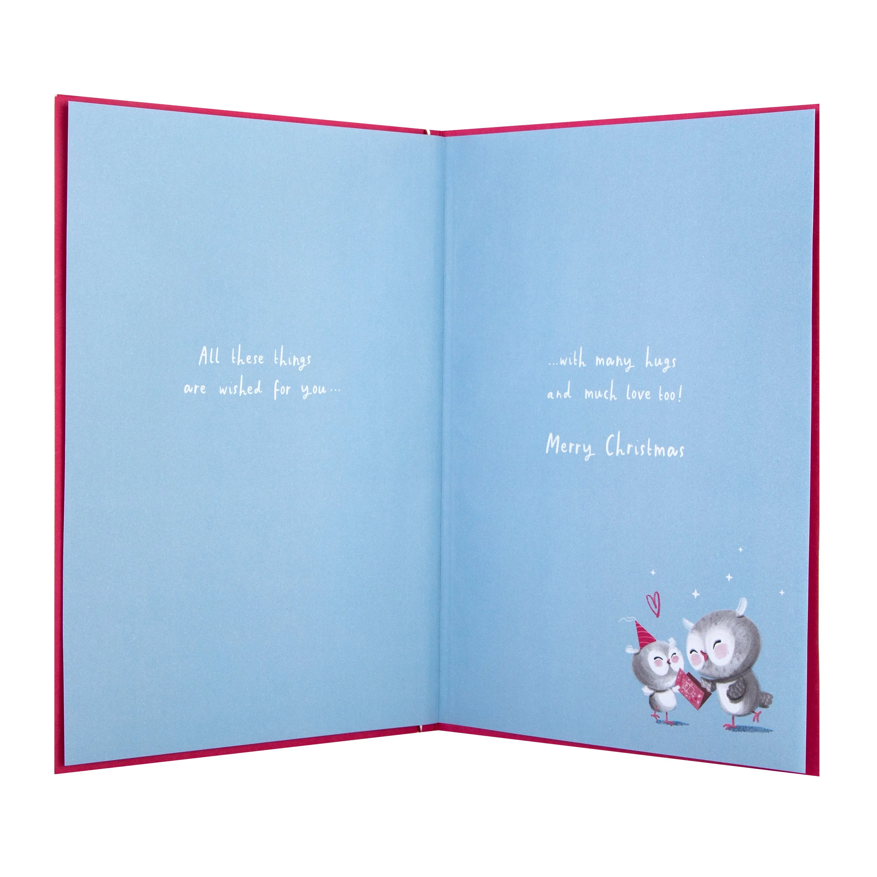 Christmas Card for Mum - Cute Illustrated Owls Design - Image 2