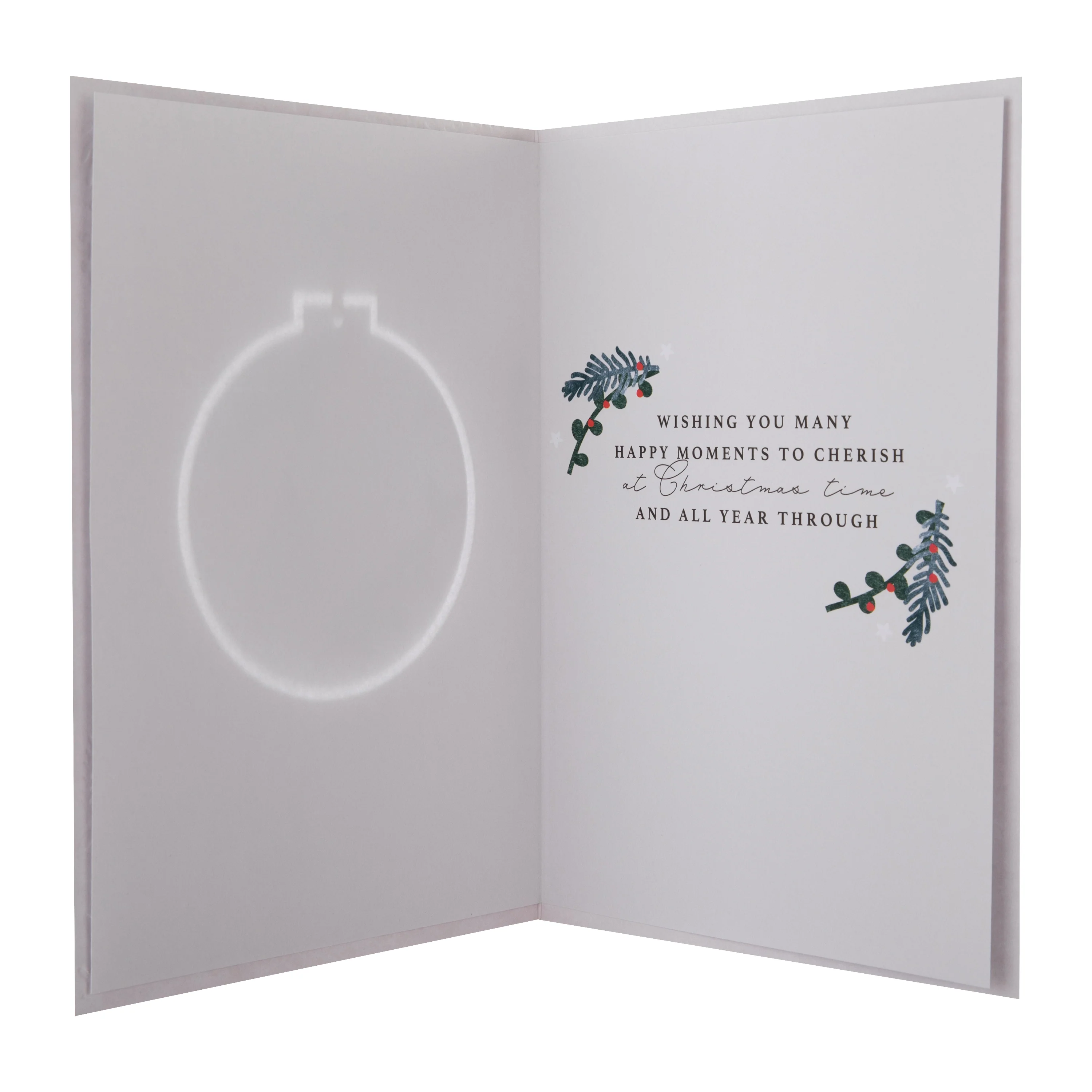 Christmas Card for Mum - Traditional Foliage & Bauble Design - Image 6
