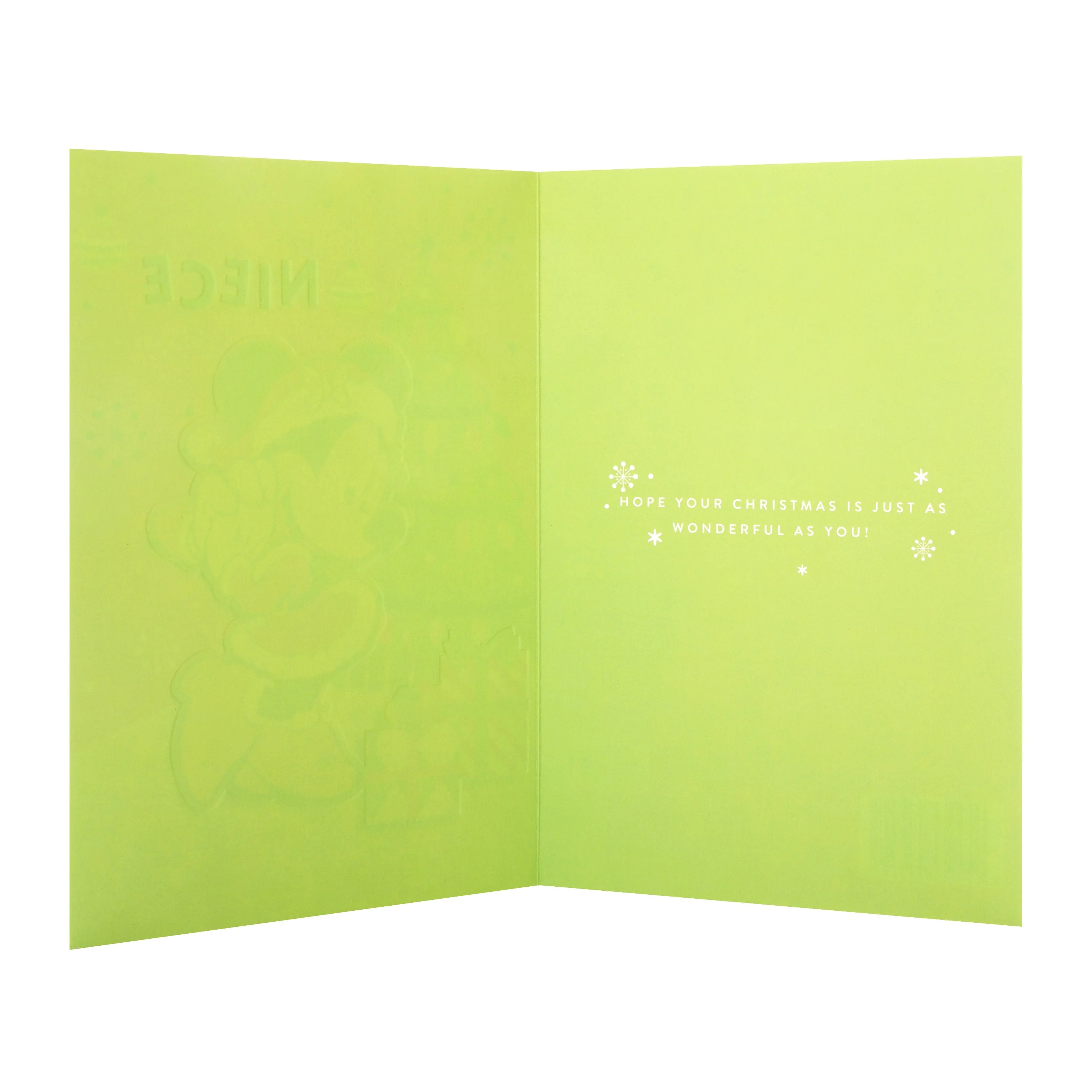 Christmas Card for Niece - Cute Disney Minnie Mouse Design with Silver Foil - Image 2