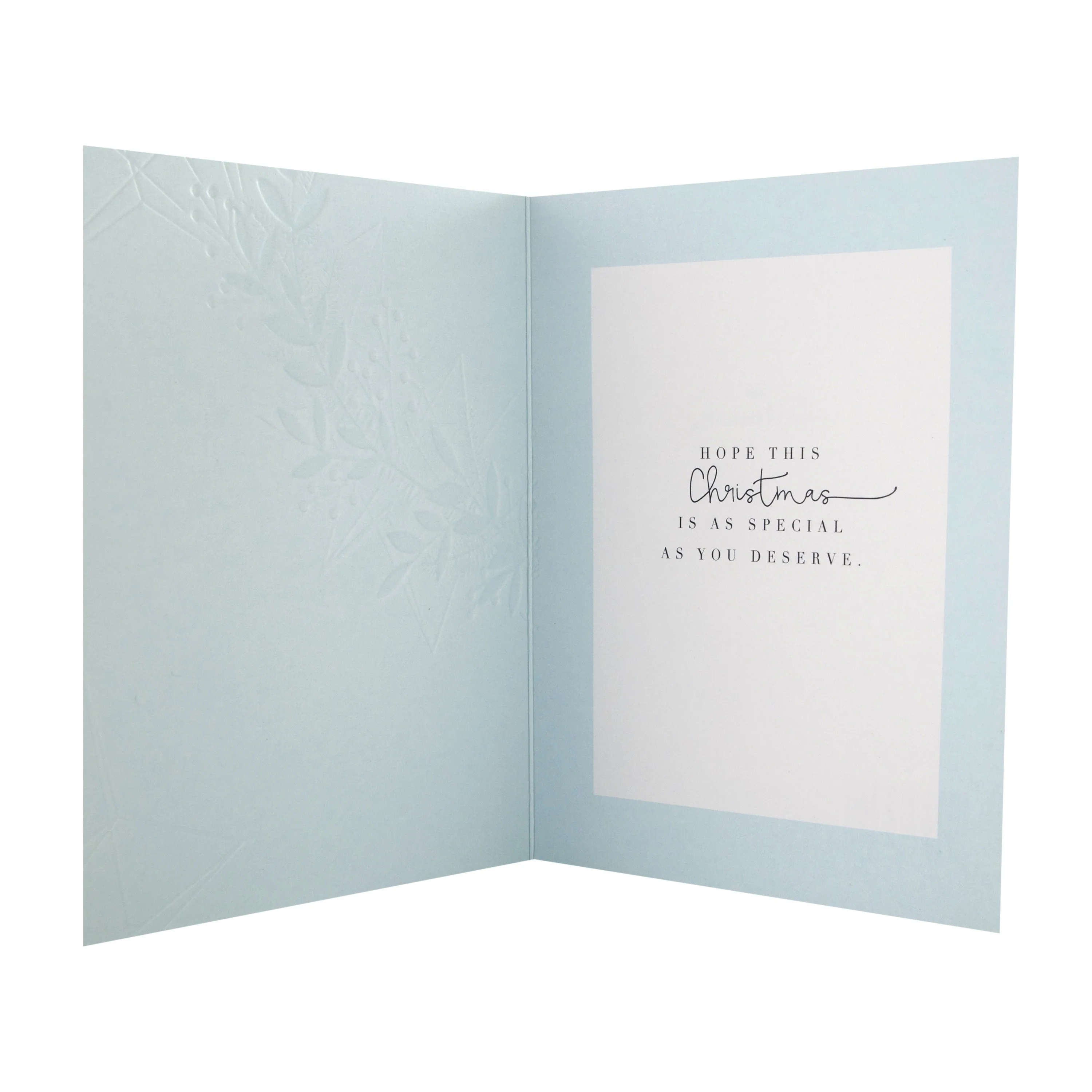 Christmas Card for Sister - Embossed Contemporary Foliage Design - Image 3