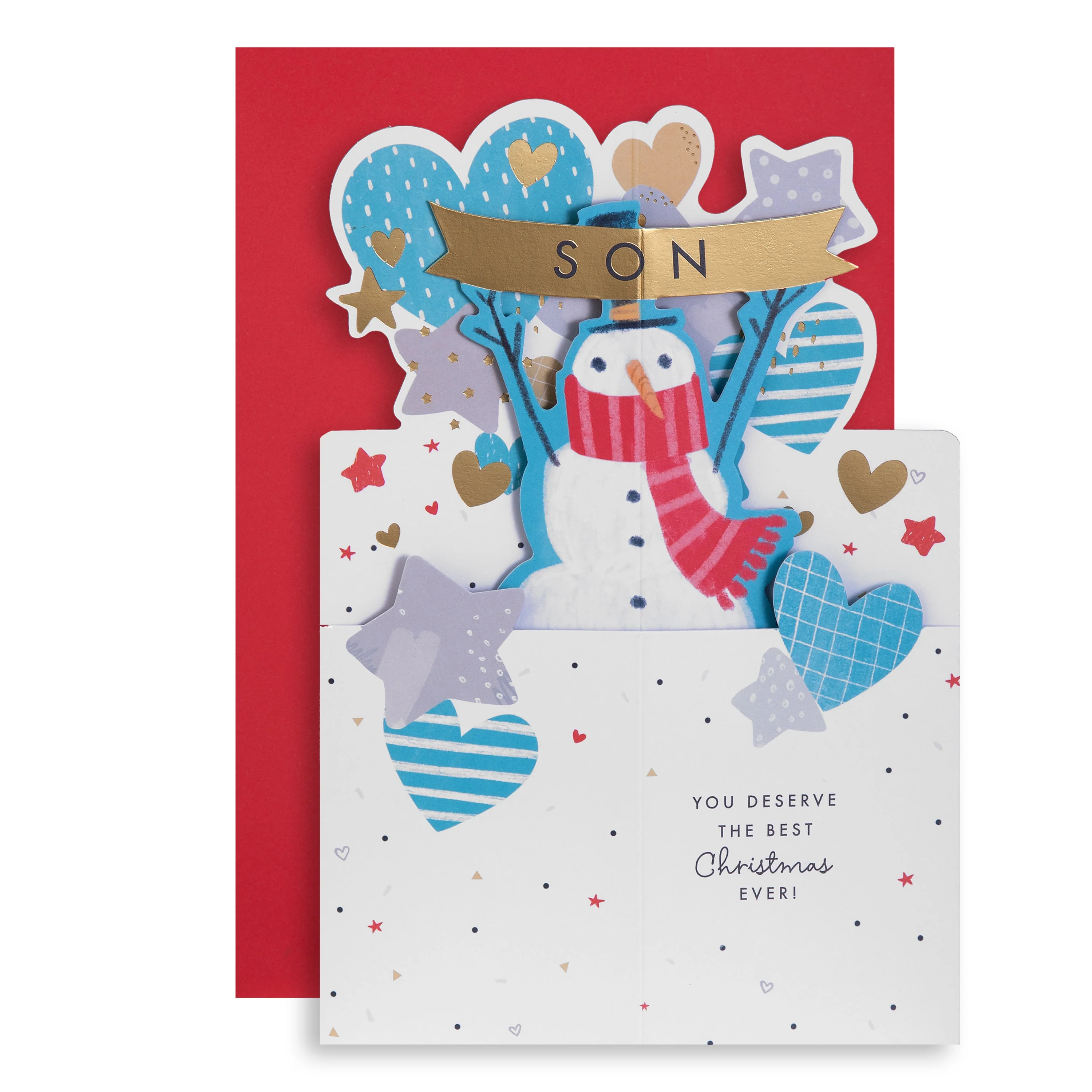 Christmas Card for Son - 3D Pop-Up Snowman Design - Image 2