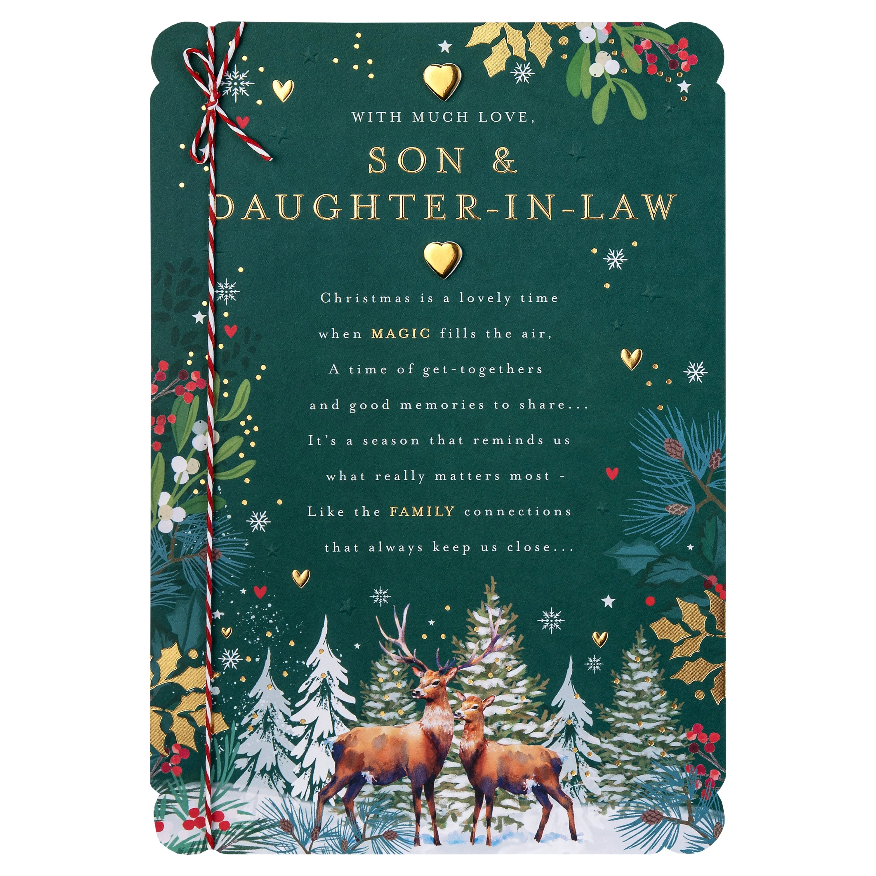 Christmas Card for Son & Daughter-in-Law - Traditional Illustrated Winter Forest Scene - Image 12