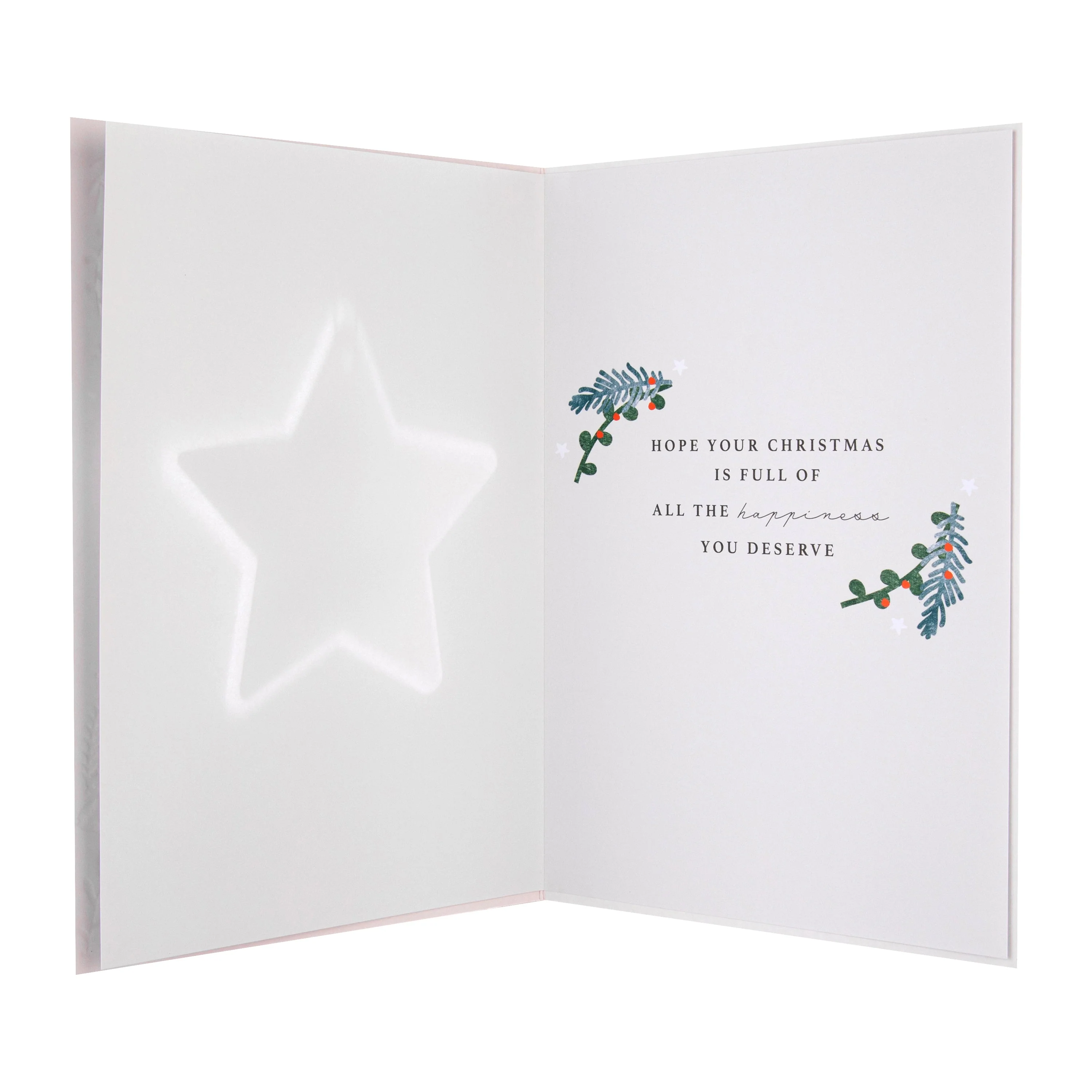 Christmas Card for Son - Traditional Foliage & Bauble Design with Keepsake - Image 3