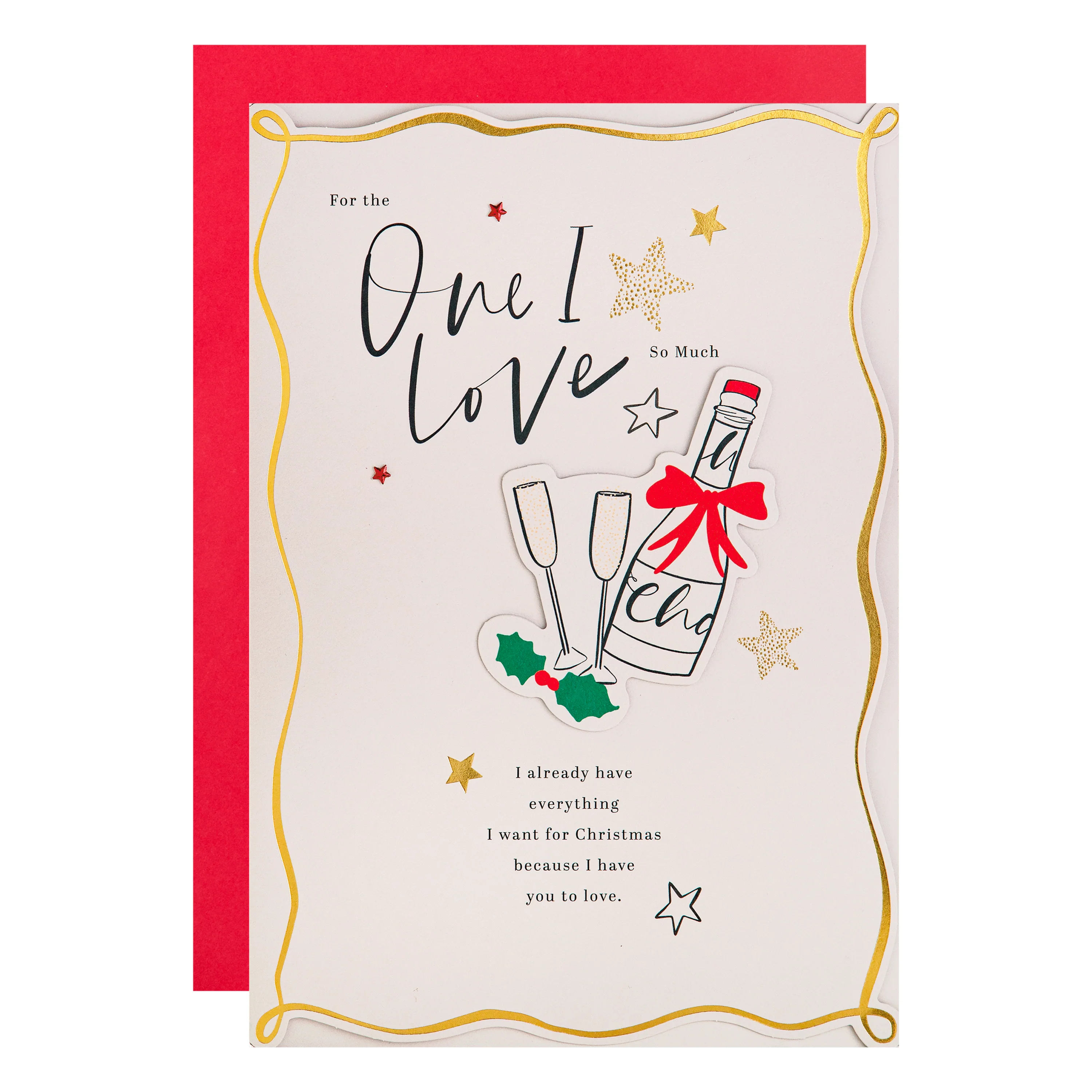 Christmas Card for the One I Love - Bottle of Fizz Design