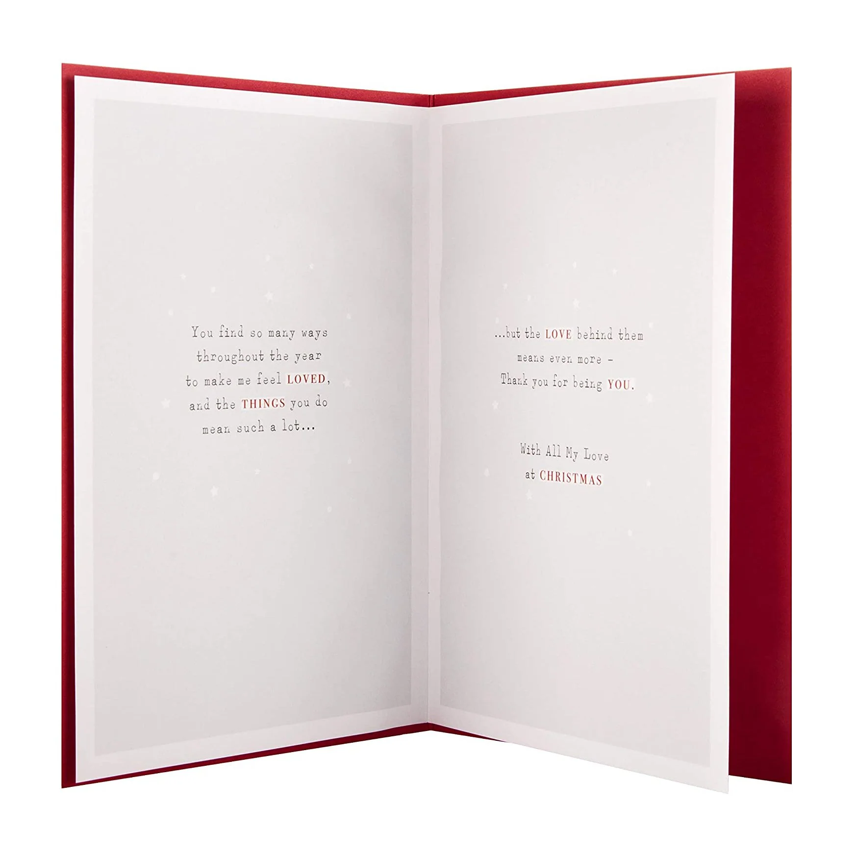 Christmas Card for The One I Love  - Embossed Mistletoe and Hearts Design - Image 2