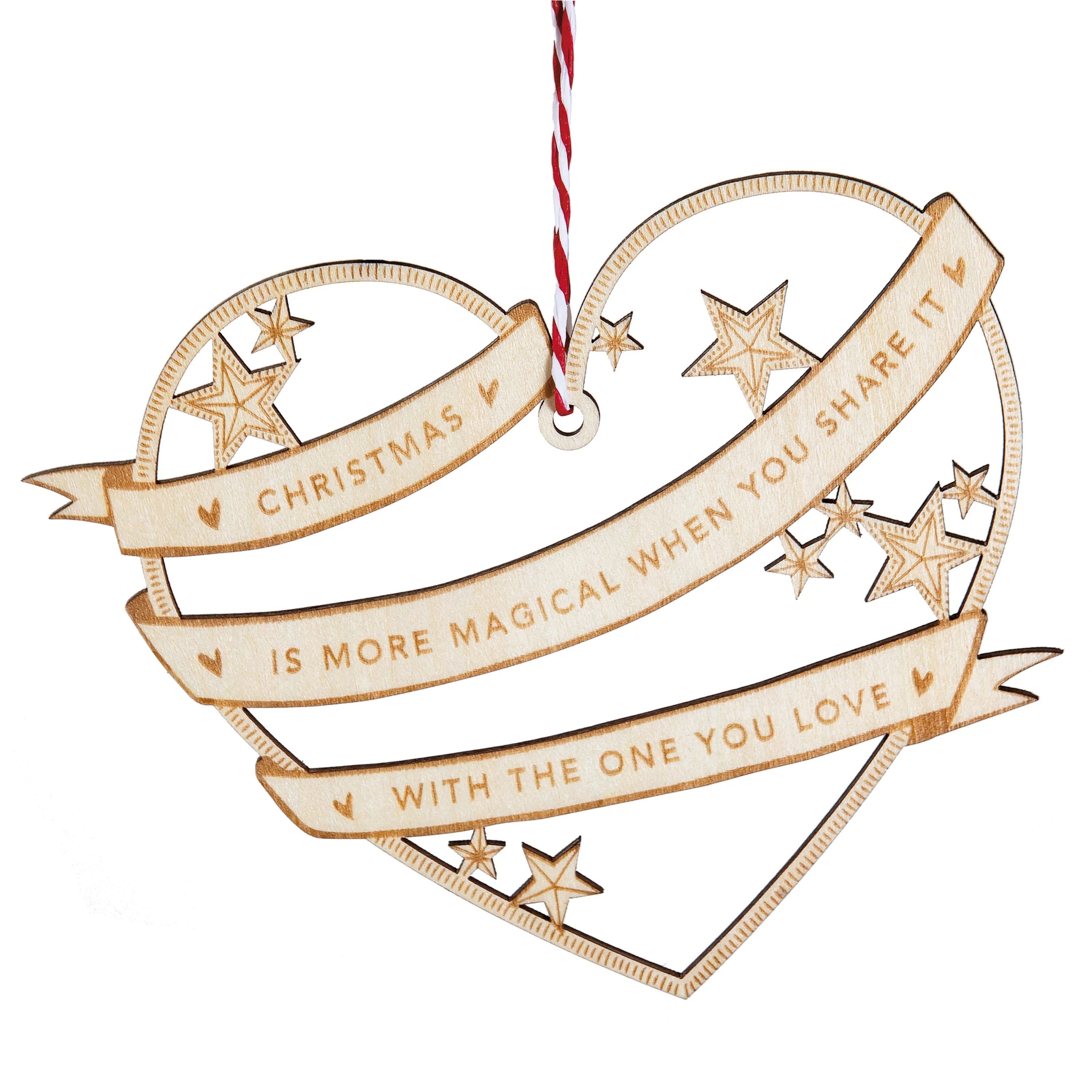 Christmas Card for the One I Love - Wooden Heart Decoration Design - Image 7