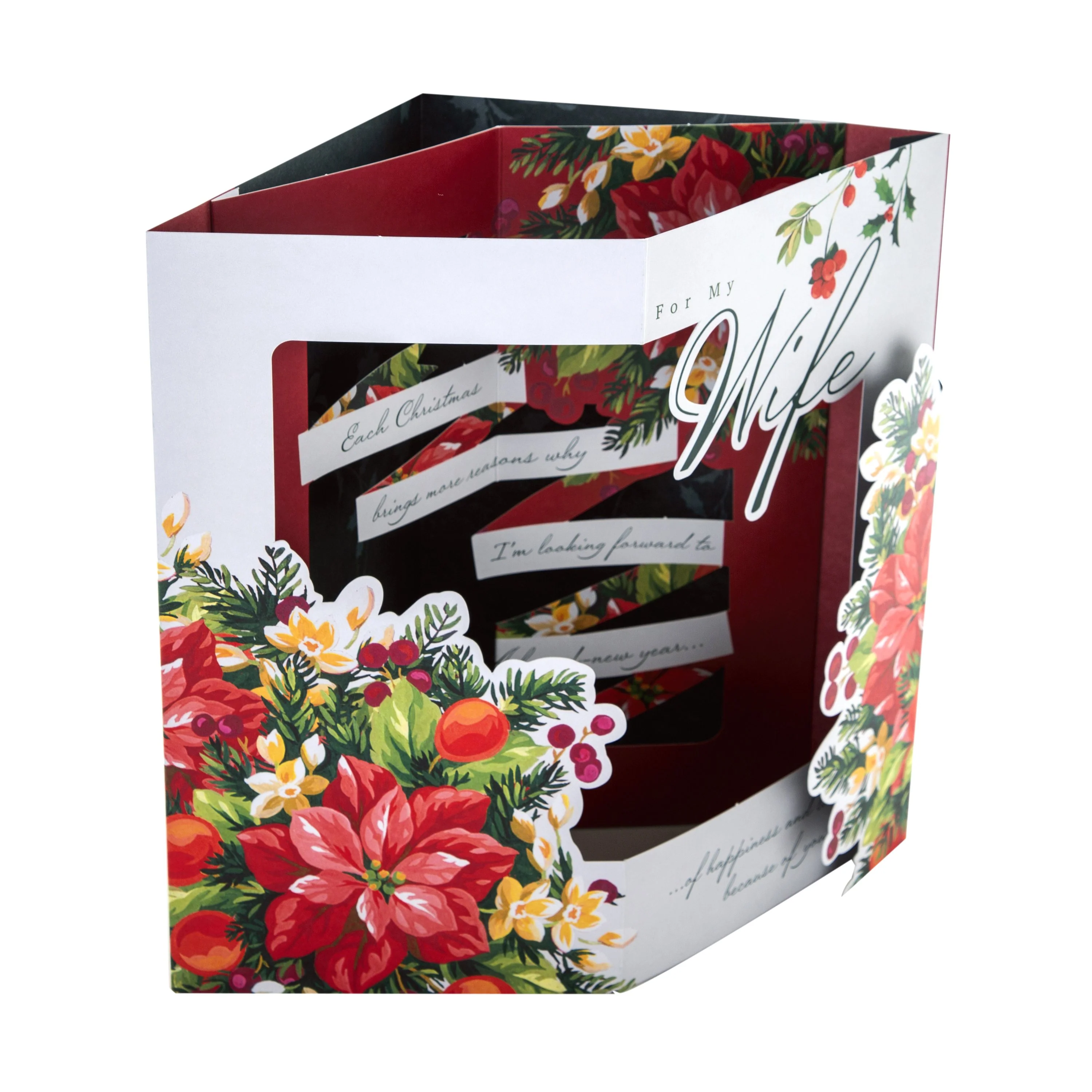 Christmas Card for Wife - 3D Pop Up Floral Design
