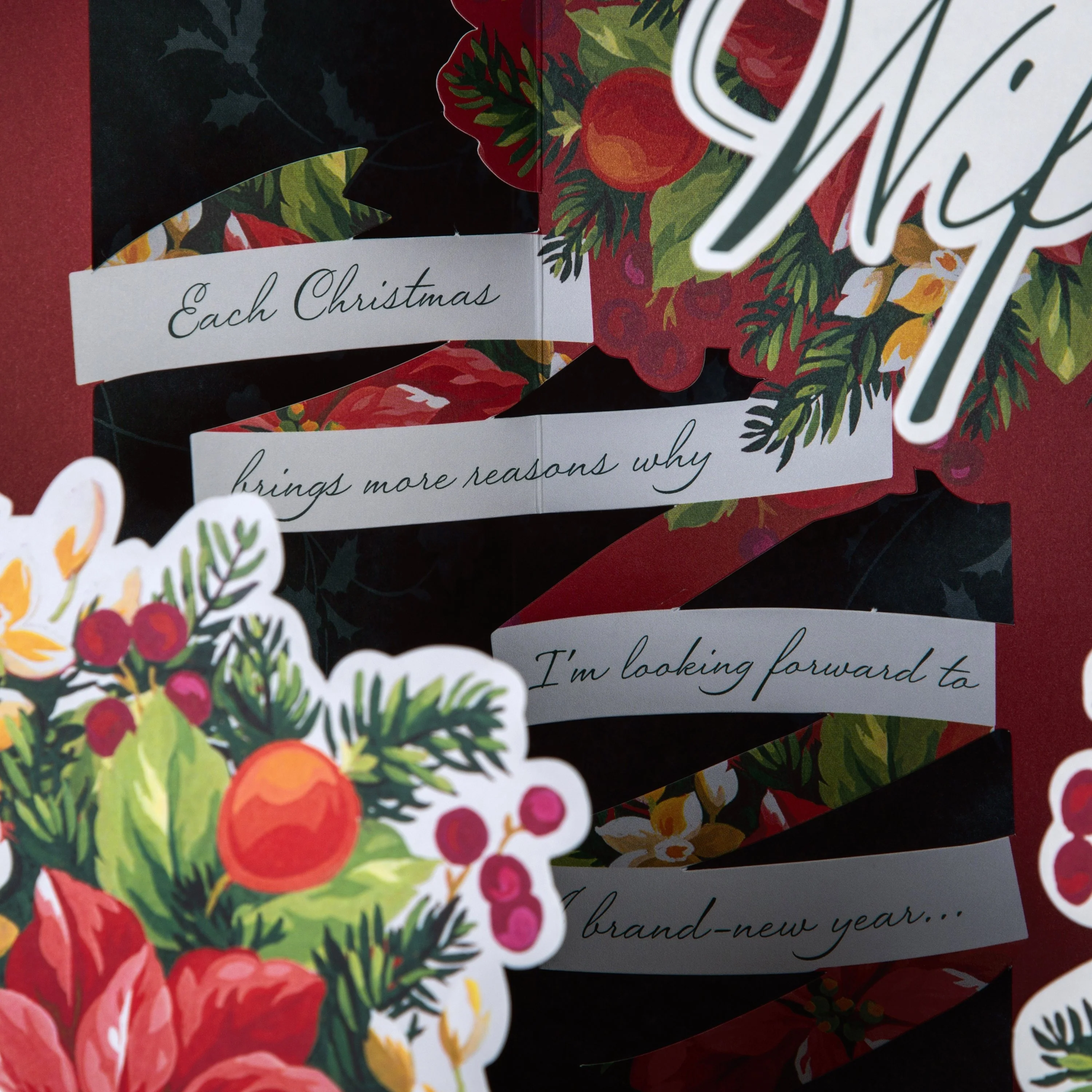 Christmas Card for Wife - 3D Pop Up Floral Design - Image 4
