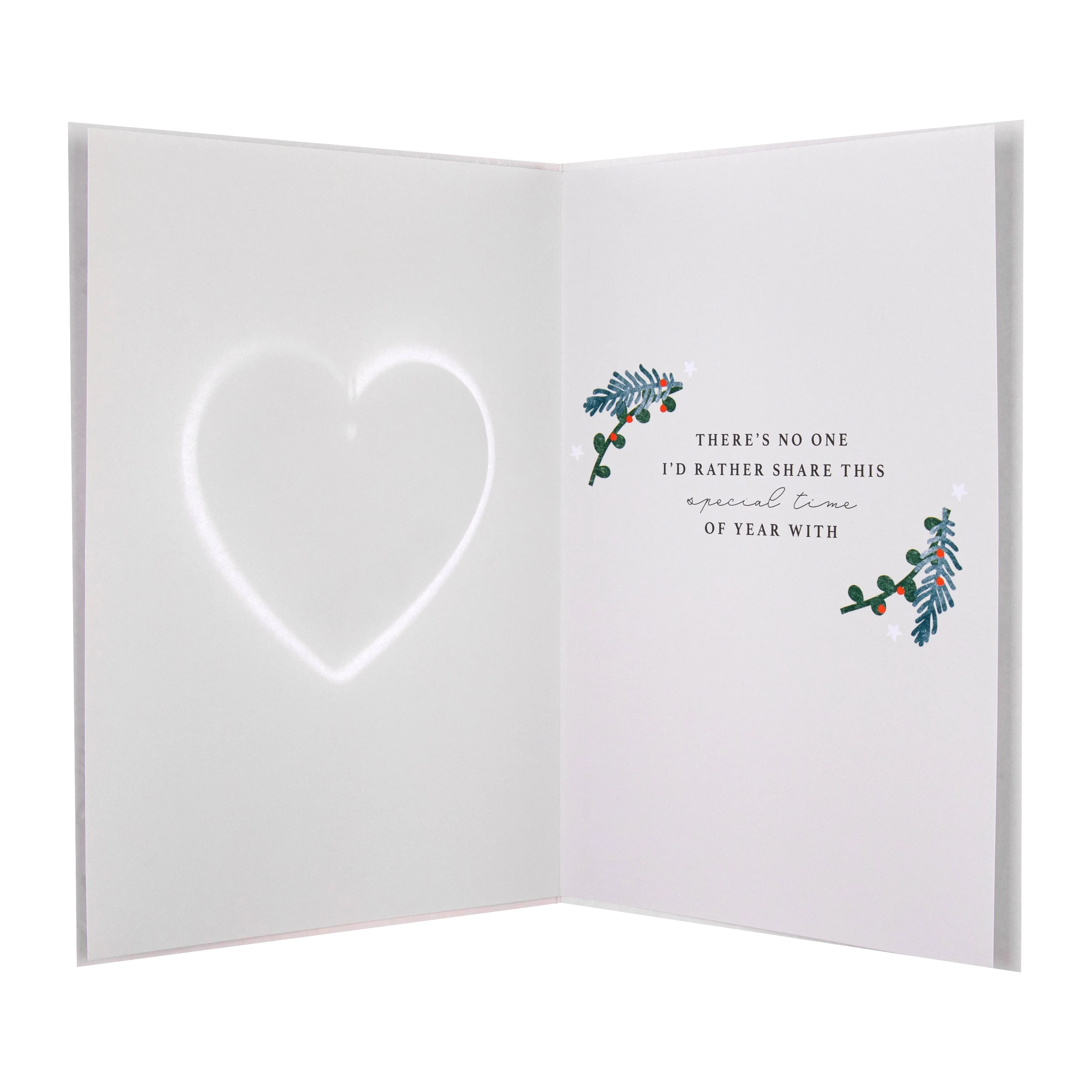 Christmas Card for Wife - Traditional Foliage & Bauble Design with Keepsake - Image 3