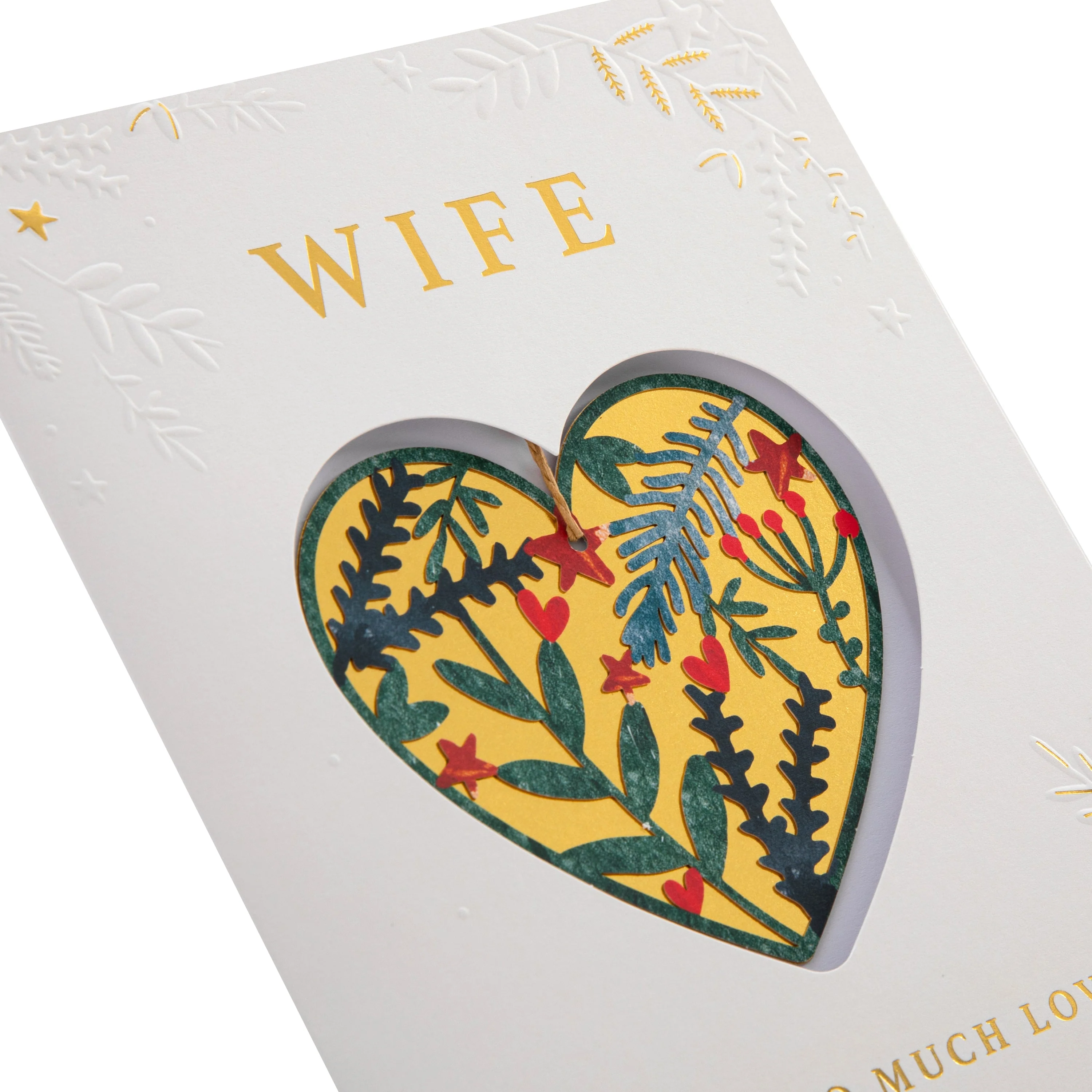 Christmas Card for Wife - Traditional Foliage & Bauble Design with Keepsake - Image 6