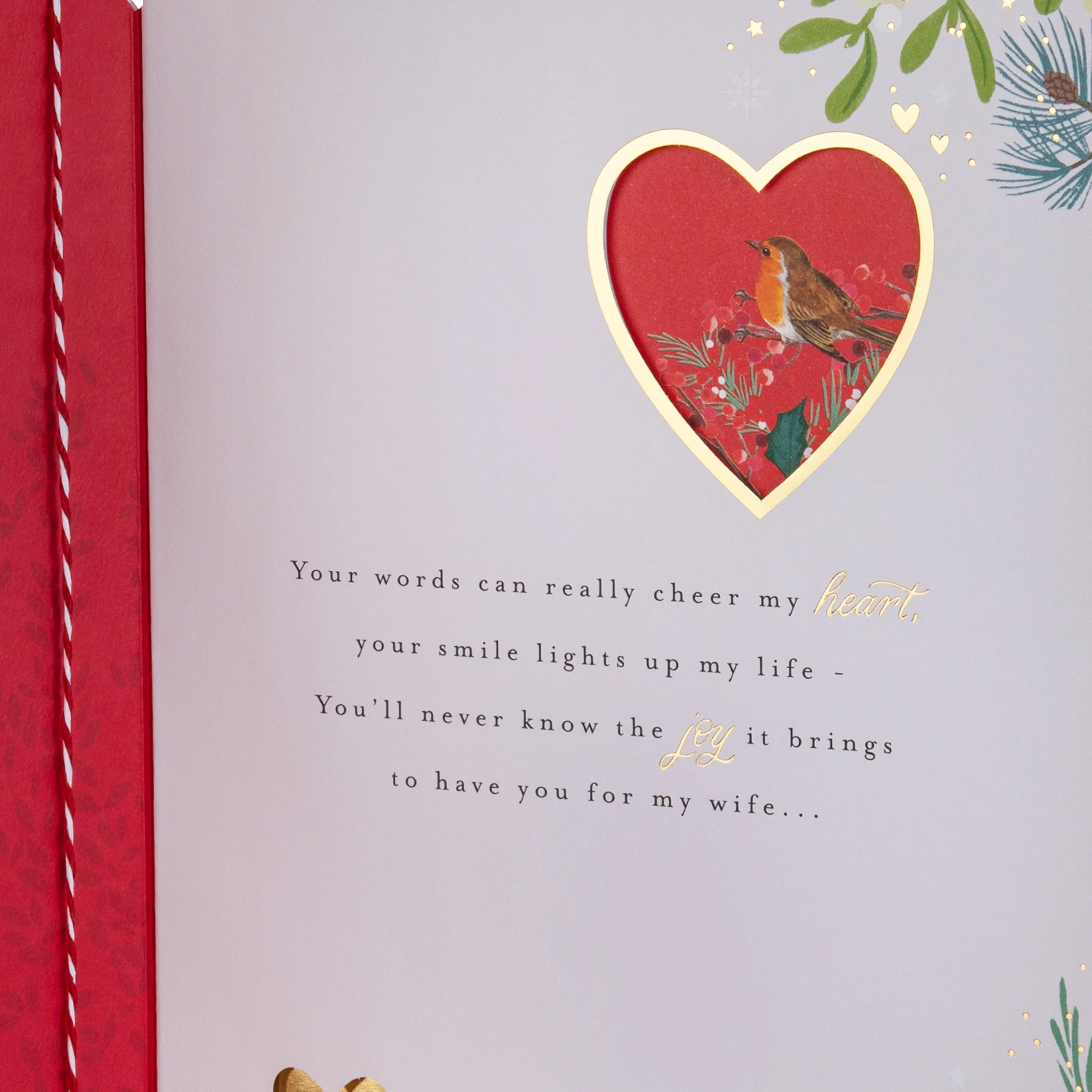 Christmas Card for Wife - Traditional Winter Florals Design - Image 3