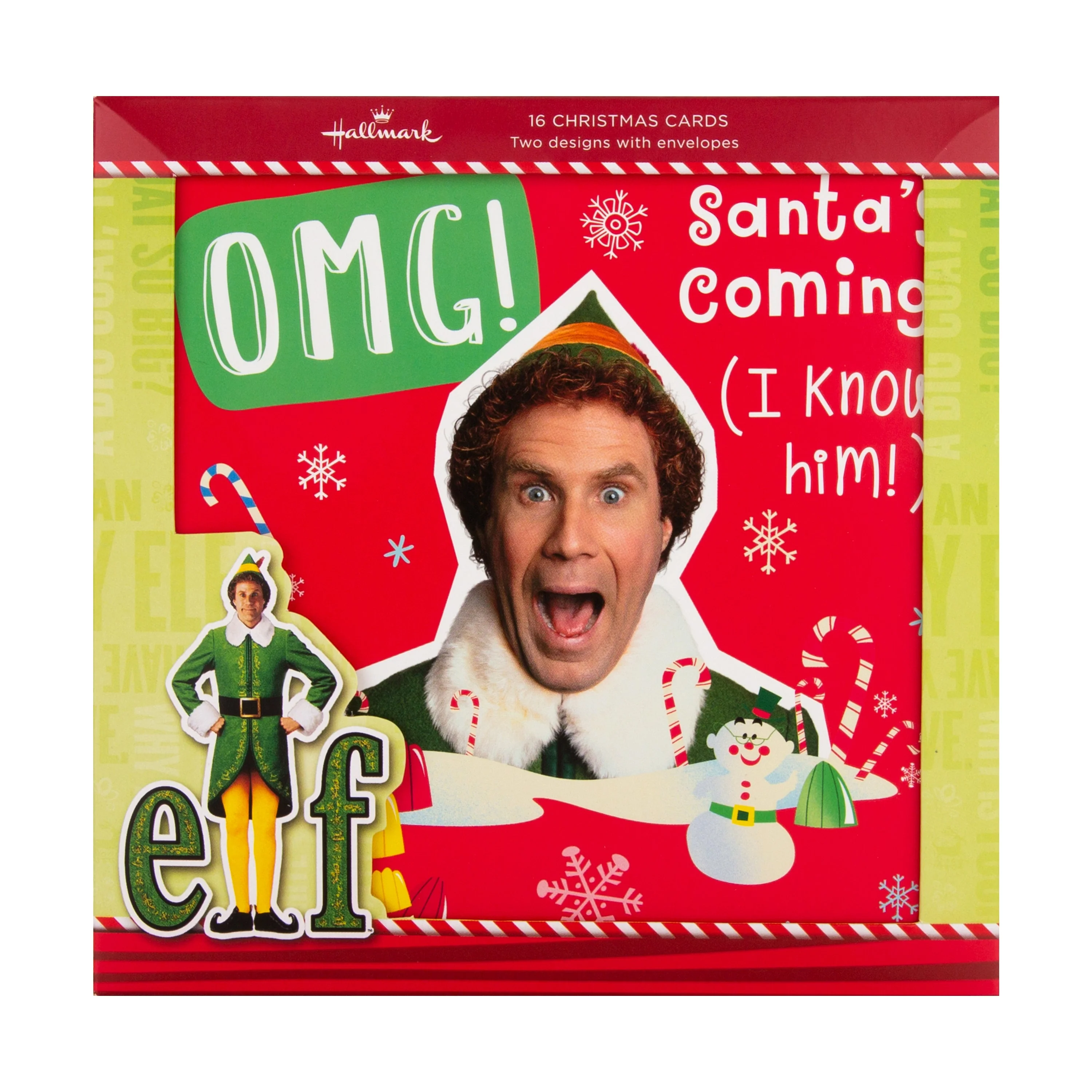 Christmas Cards - Pack of 16 in 2 Warner Bros Buddy the Elf Designs