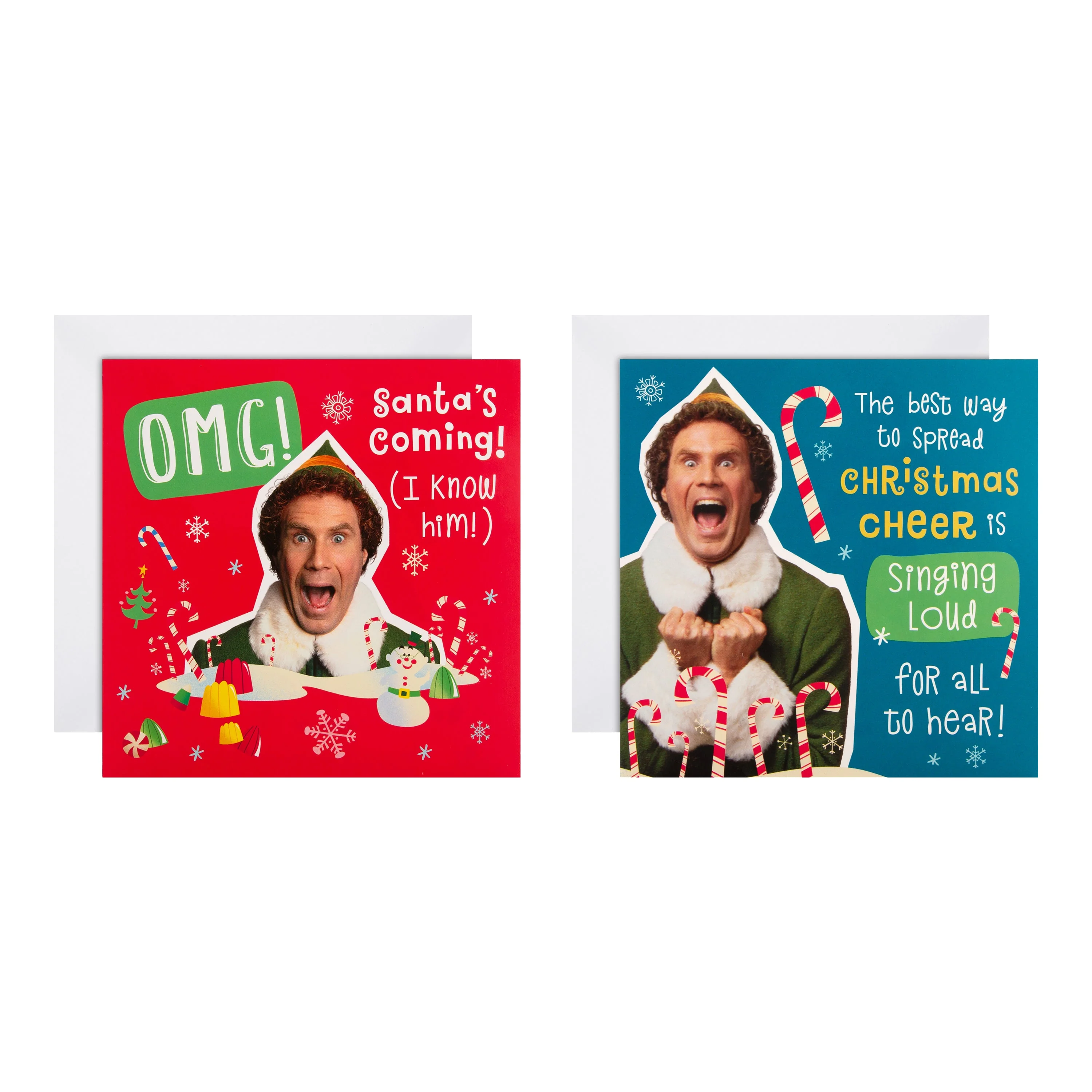 Christmas Cards - Pack of 16 in 2 Warner Bros Buddy the Elf Designs - Image 2