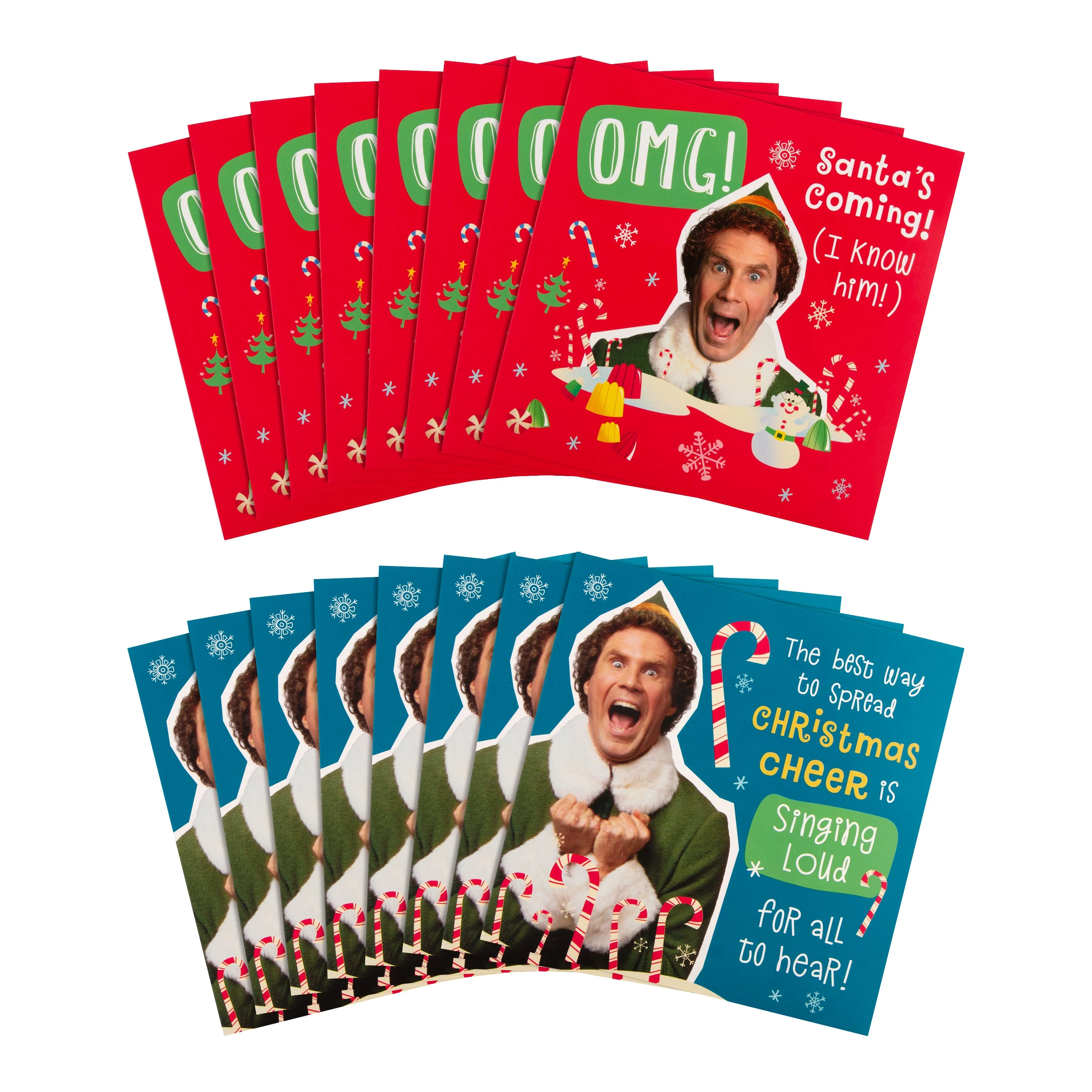 Christmas Cards - Pack of 16 in 2 Warner Bros Buddy the Elf Designs - Image 3
