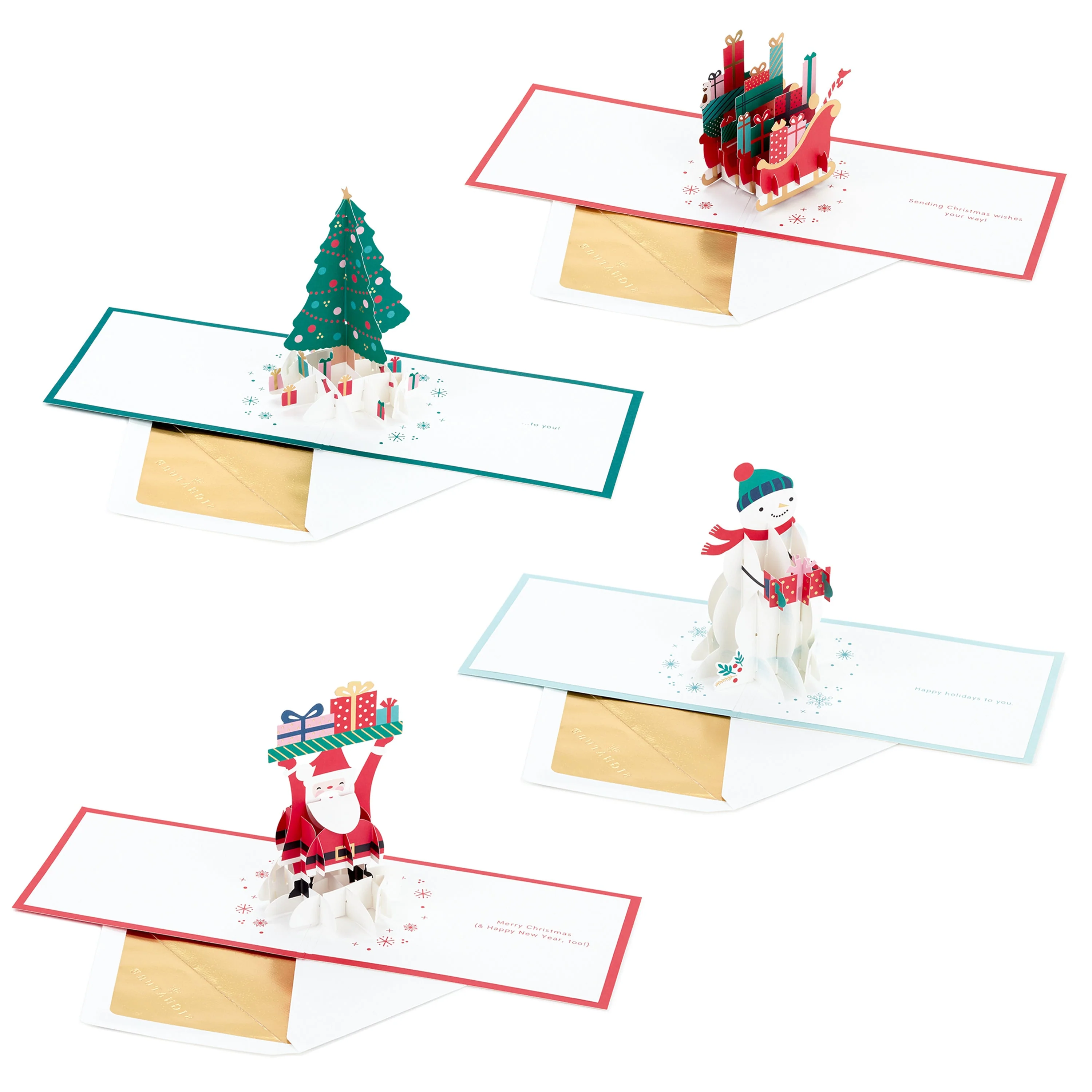 Christmas Cards - Pack of 4 3D Pop-Up Festive Designs - Image 2