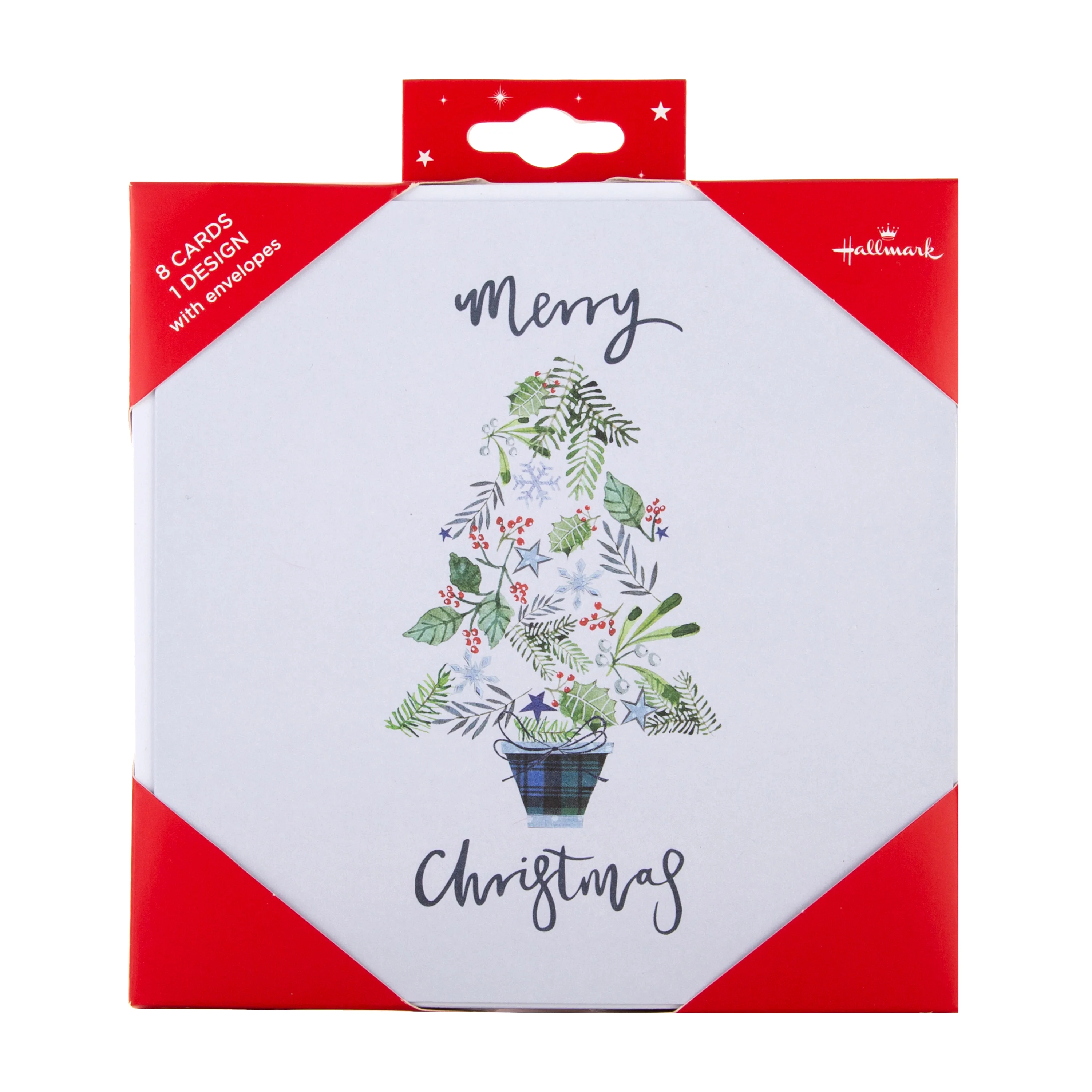 Christmas Cards - Pack of 8 in 1 Traditional Tree Design