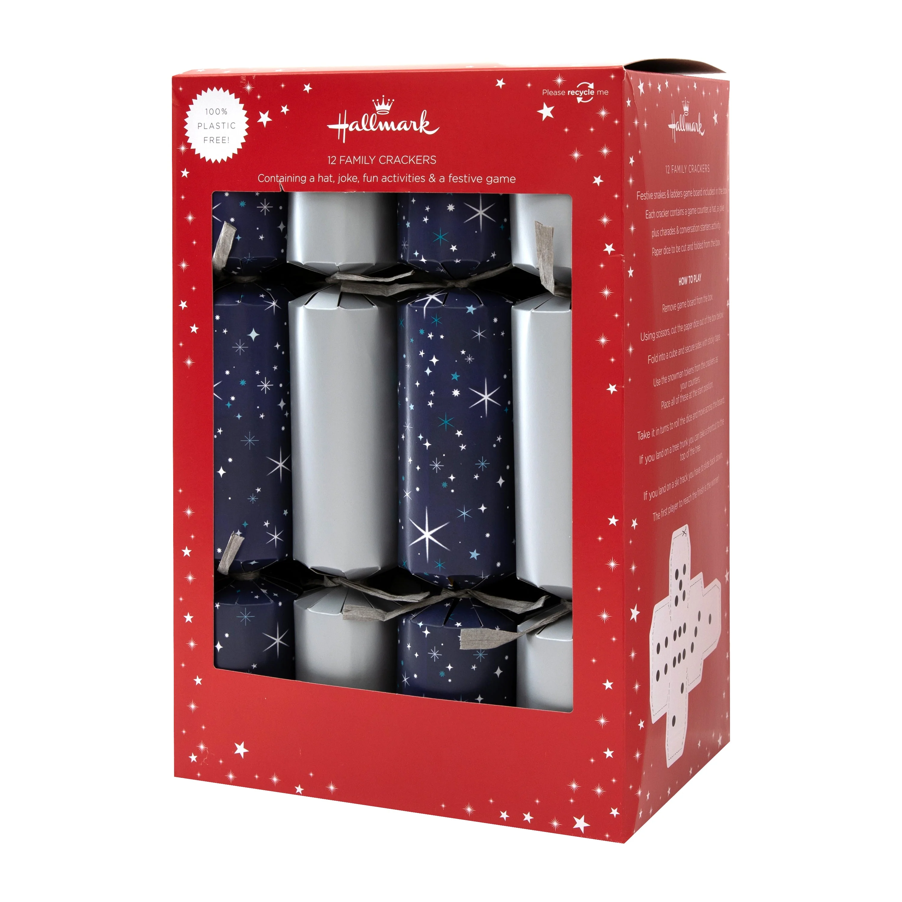 Christmas Crackers - Pack of 12 in 2 Silver & Stars Designs - Image 3