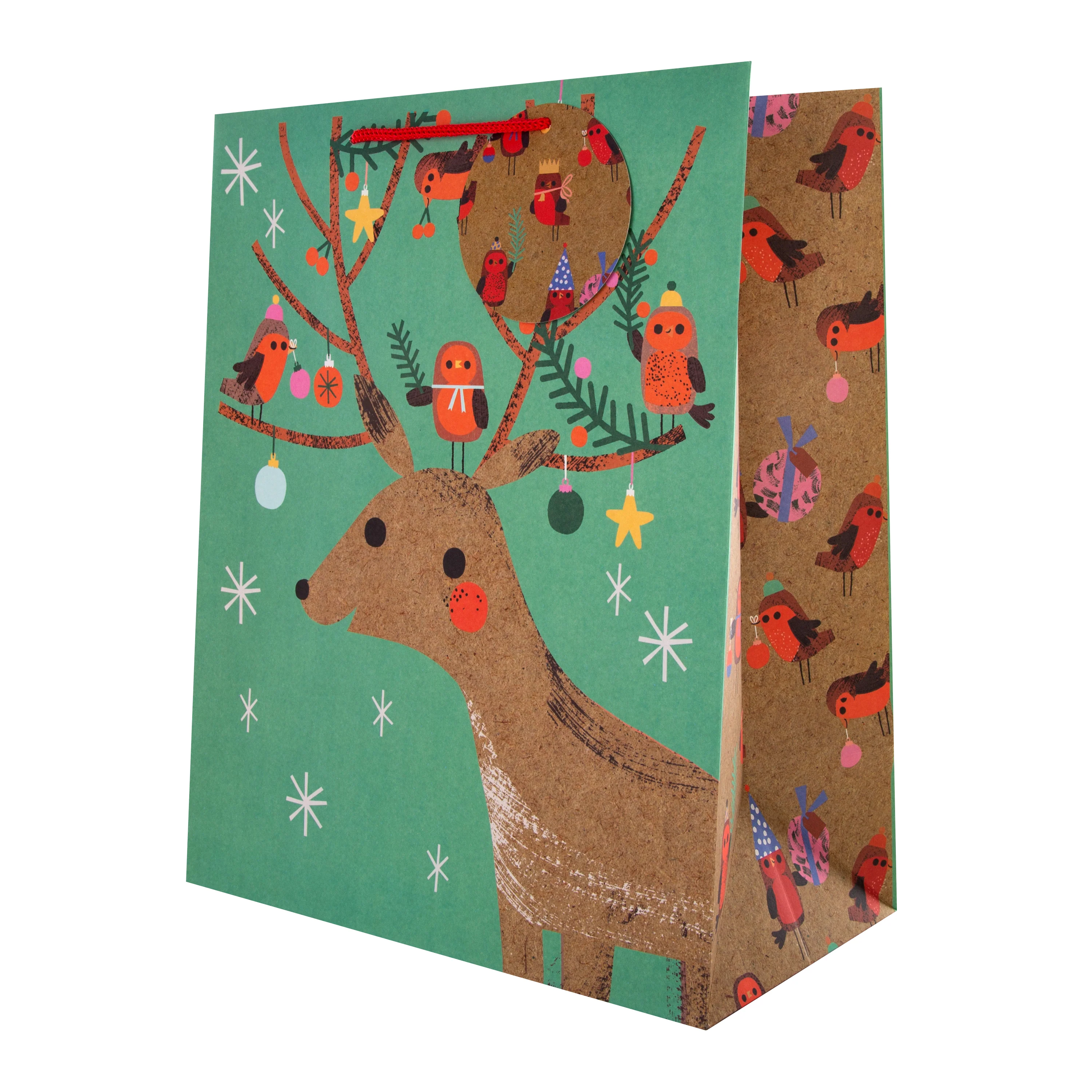 Christmas Gift Bags - Pack of 3 in 3 Festive Santa & Reindeer Designs - Image 6