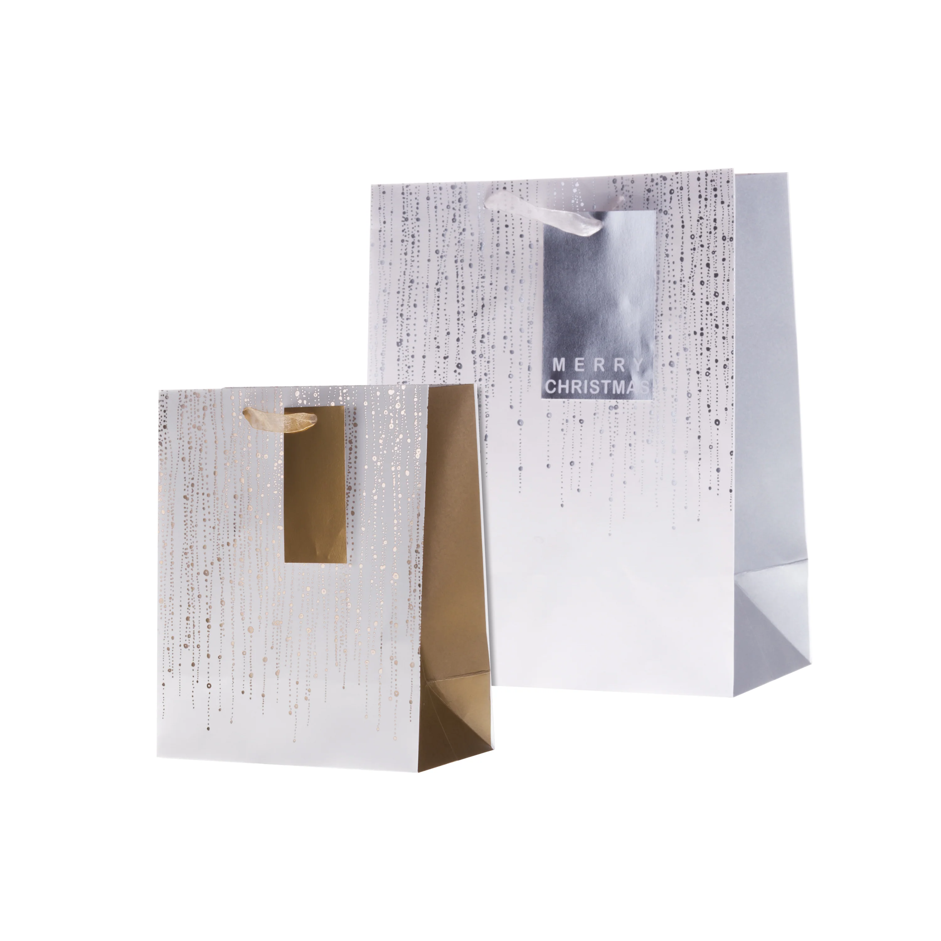 Christmas Gift Bags - Pack of 4 in 2 Silver & Gold Designs - Image 4