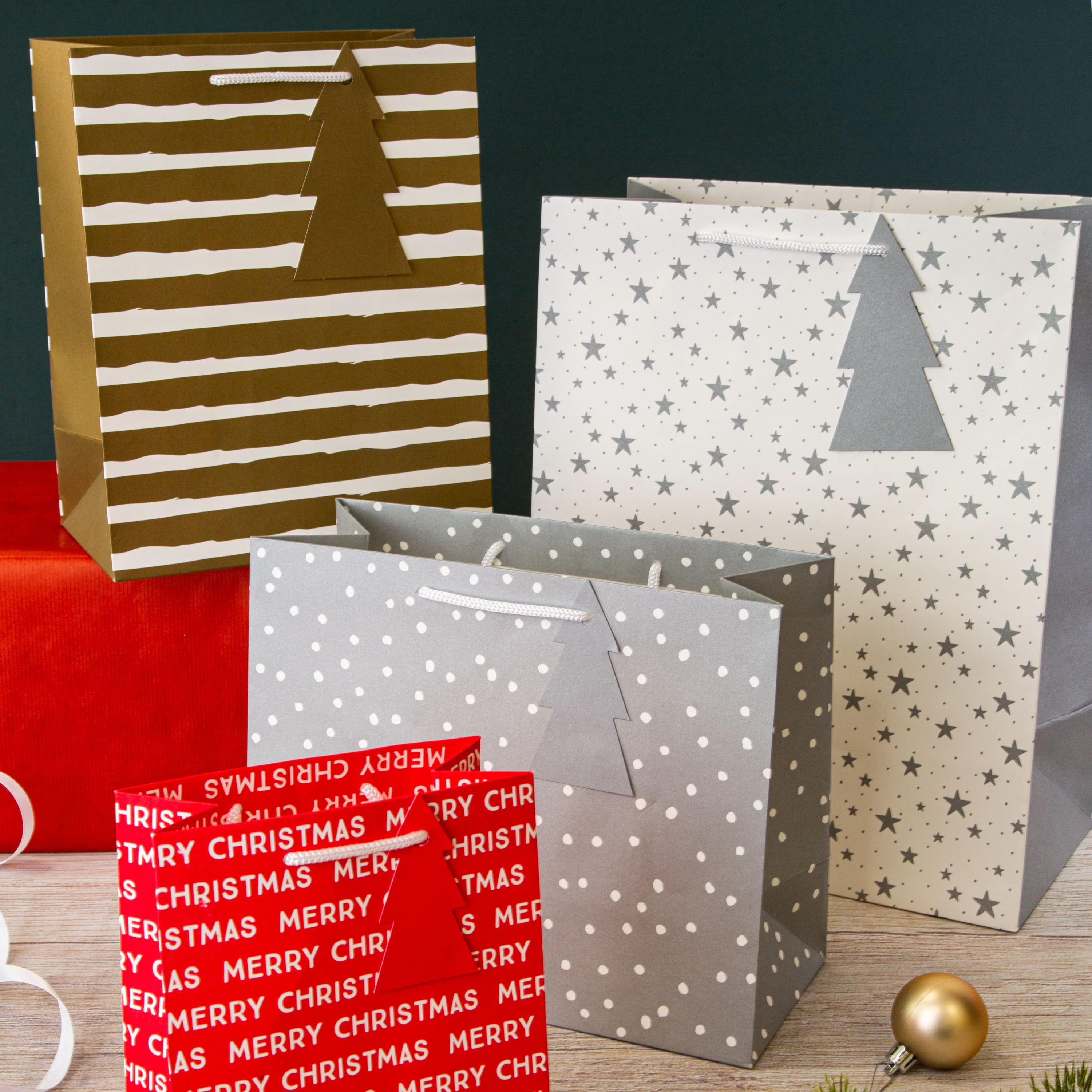 Christmas Gift Bags - Pack of 4 in 4 Festive Designs - Image 2