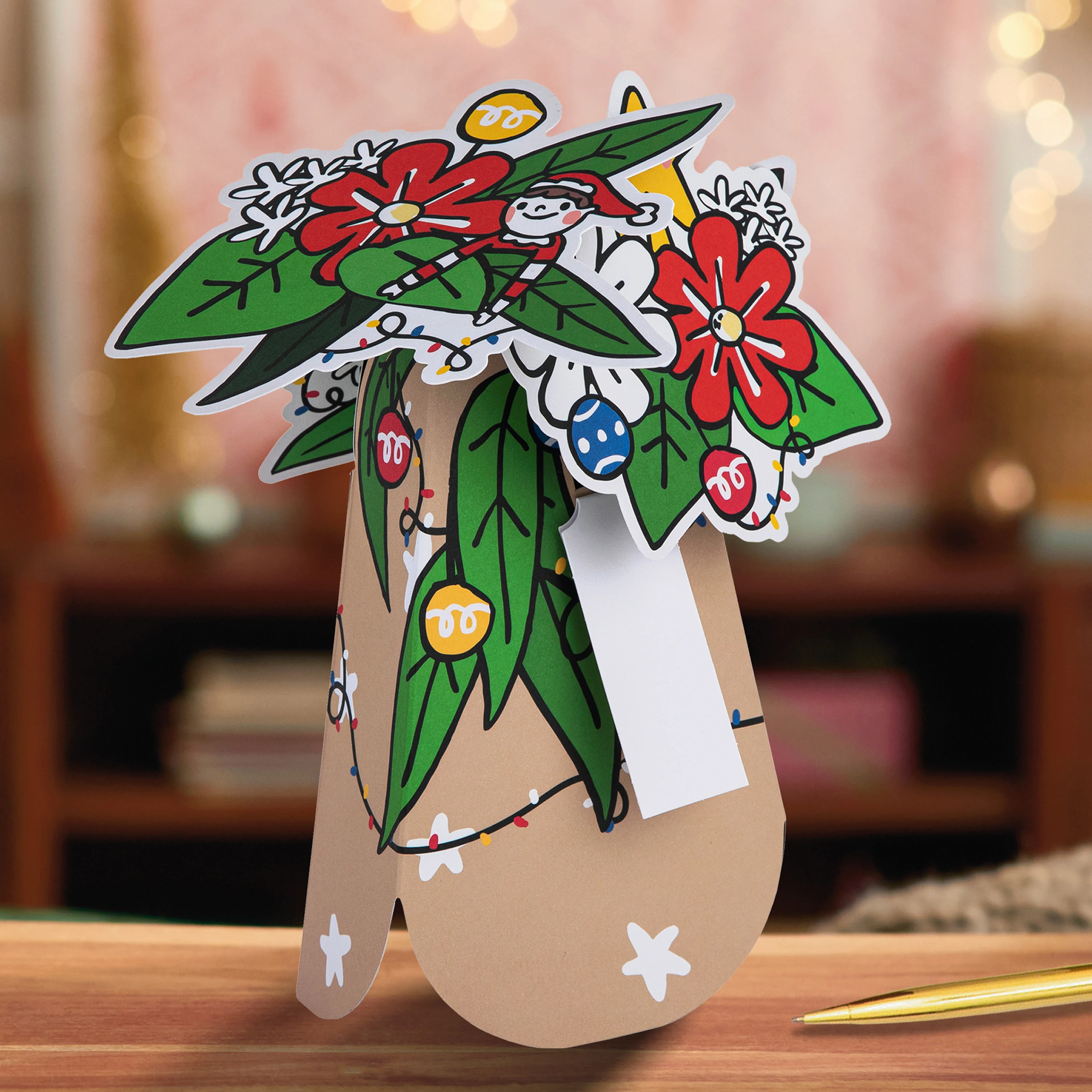 Christmas Magical Botanicals Paper Flowers 'Wonders' - 3D Pop Up Baubles Vase - Image 2