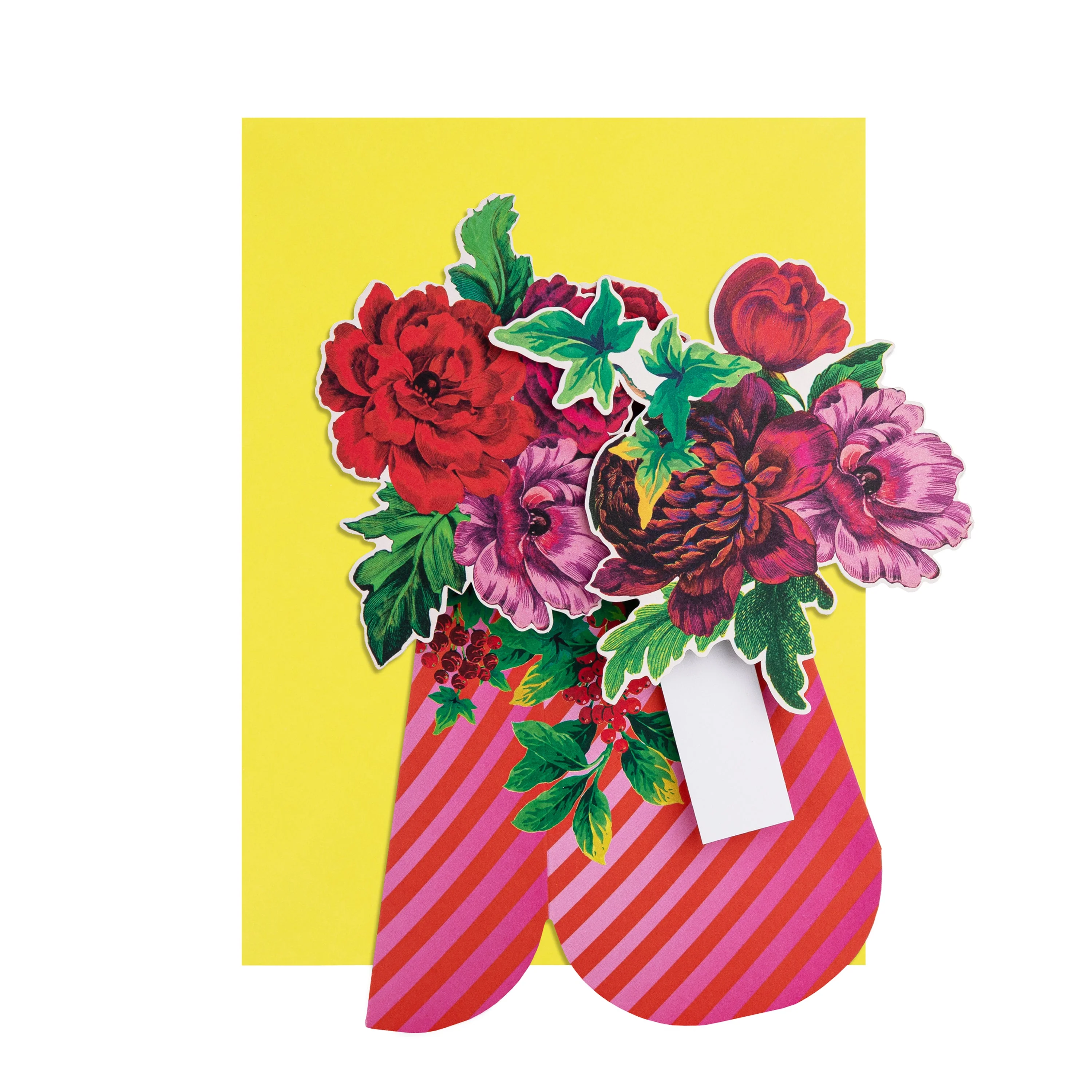 Christmas Magical Botanicals Paper Flowers 'Wonders' - 3D Pop Up Pink Vase - Image 3