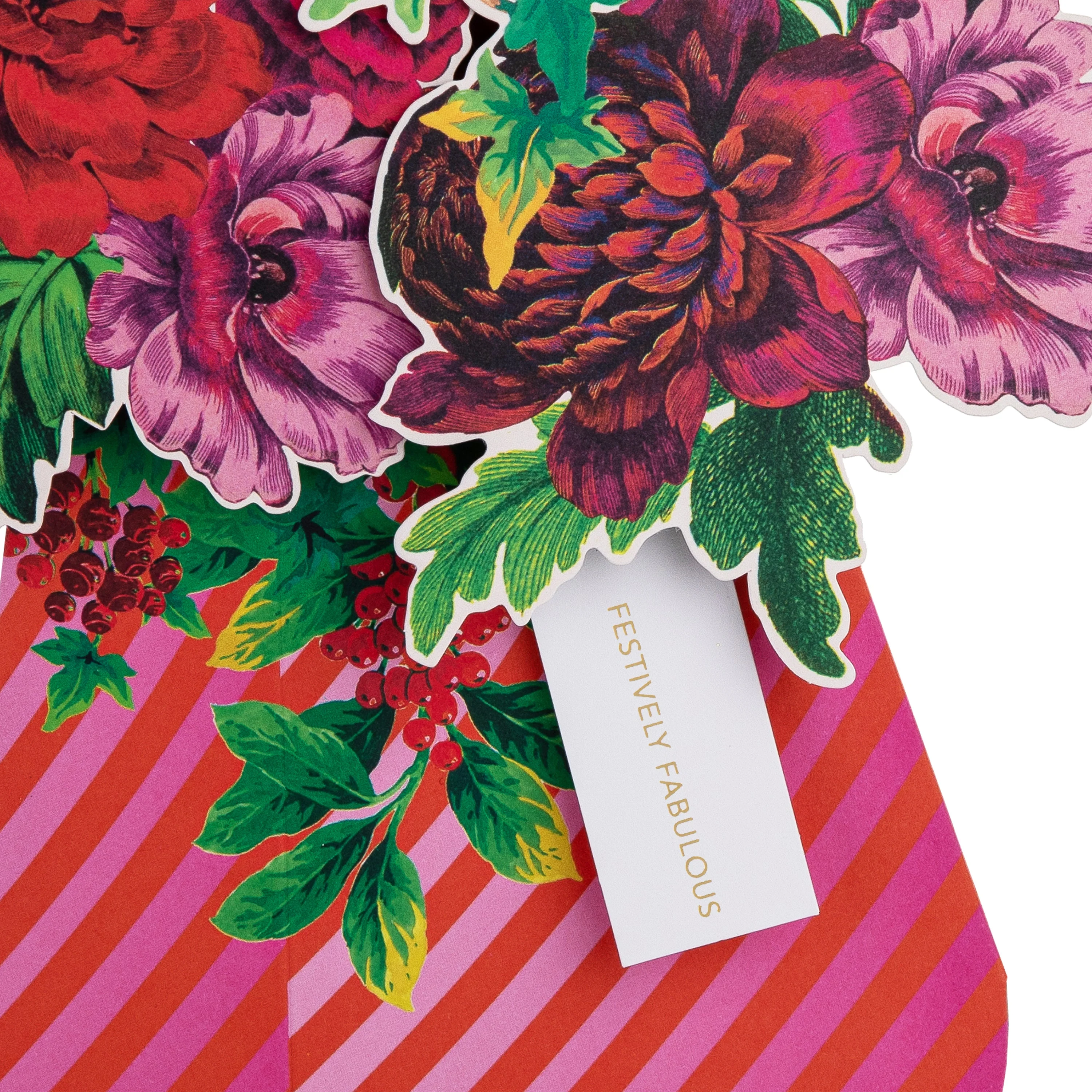 Christmas Magical Botanicals Paper Flowers 'Wonders' - 3D Pop Up Pink Vase - Image 4