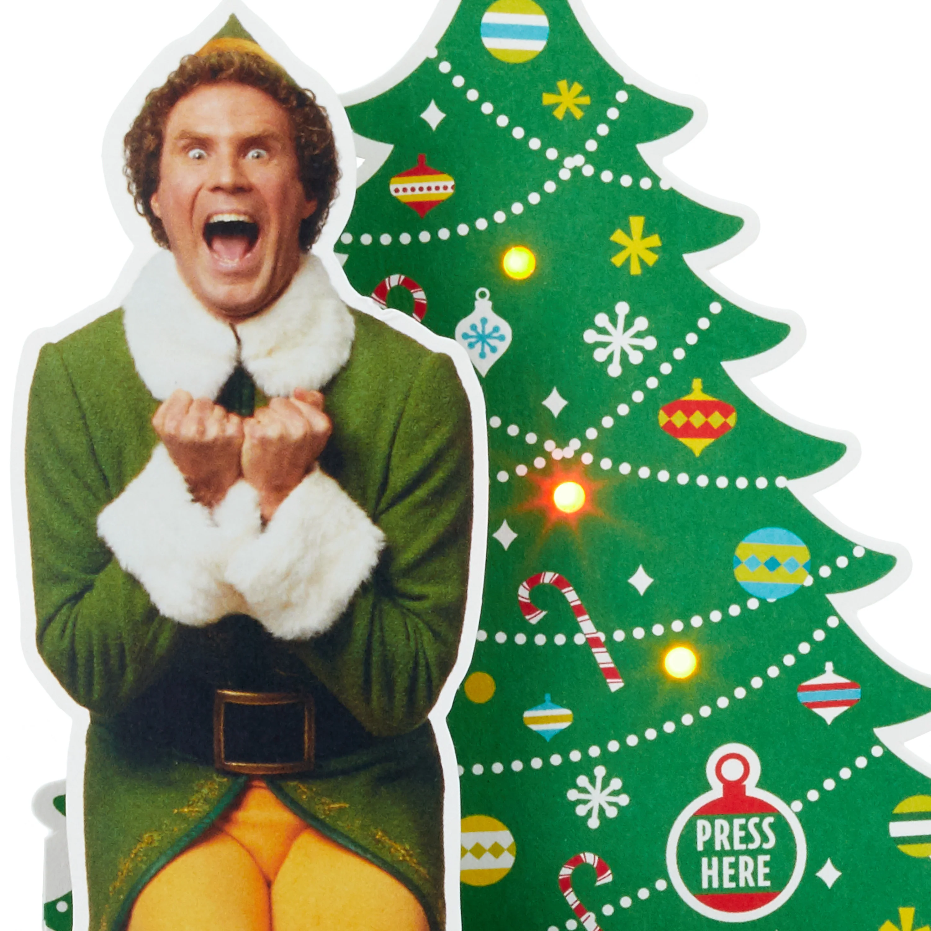 Christmas Paper Wonder Card - 3D Pop Up Buddy the Elf with Tree and Light and Sound Design - Image 4
