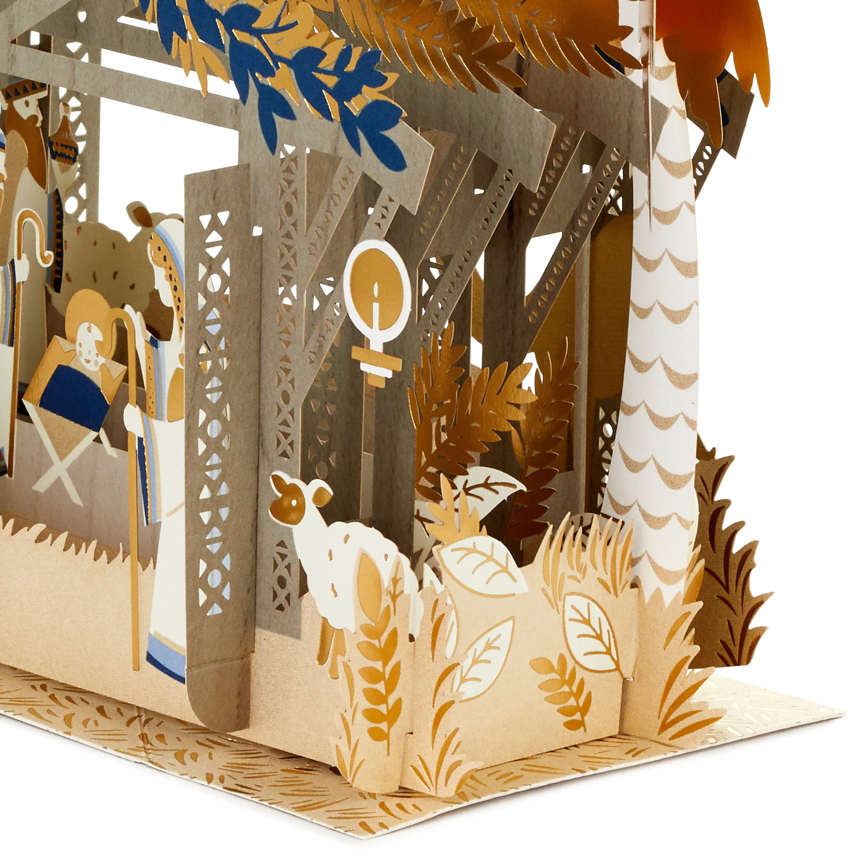 Christmas Paper Wonder Card - 3D & Pop Up Gold & Navy Nativity Scene Design - Image 5