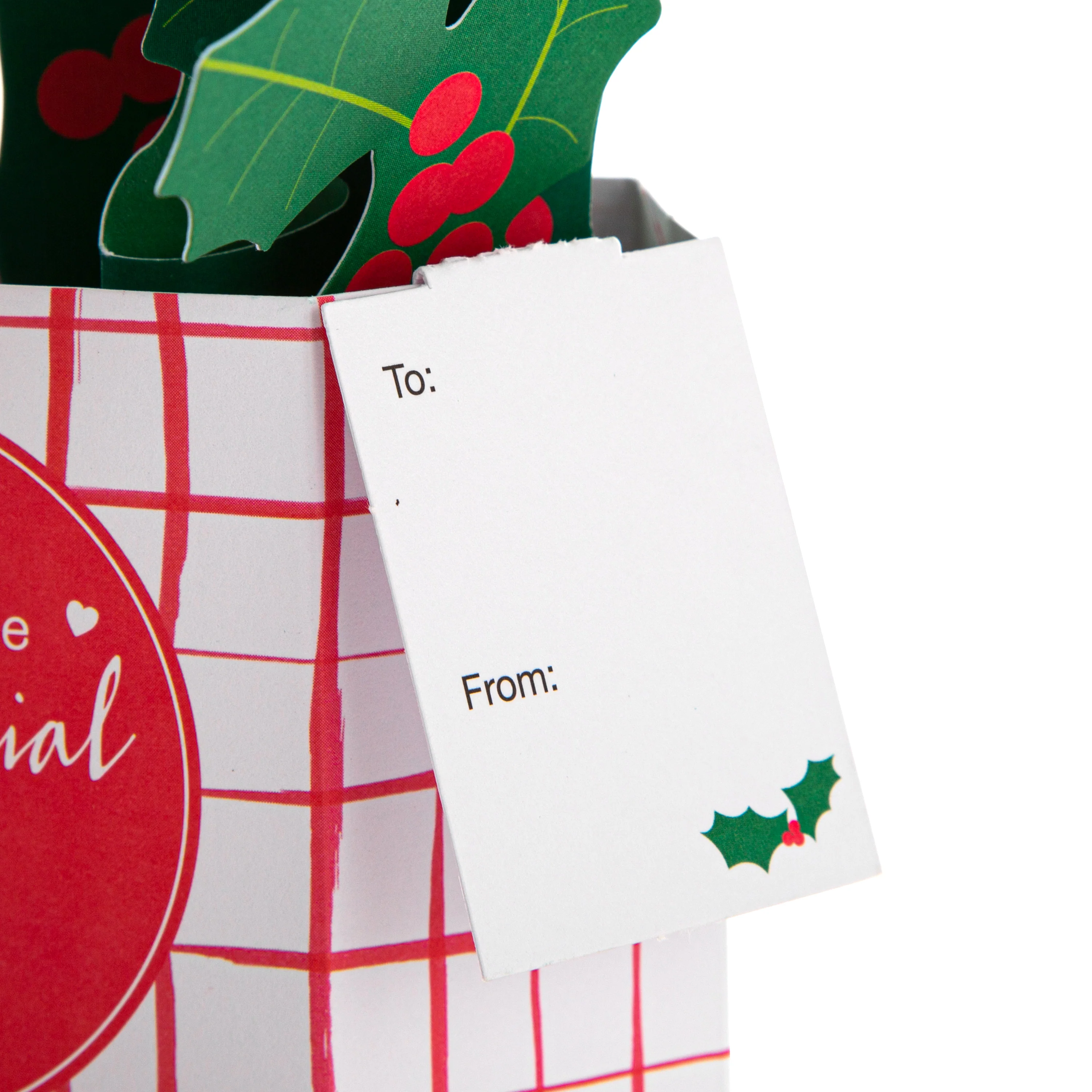 Christmas Paper Wonder Card - 3D Pop Up Holly Bush Design - Image 5