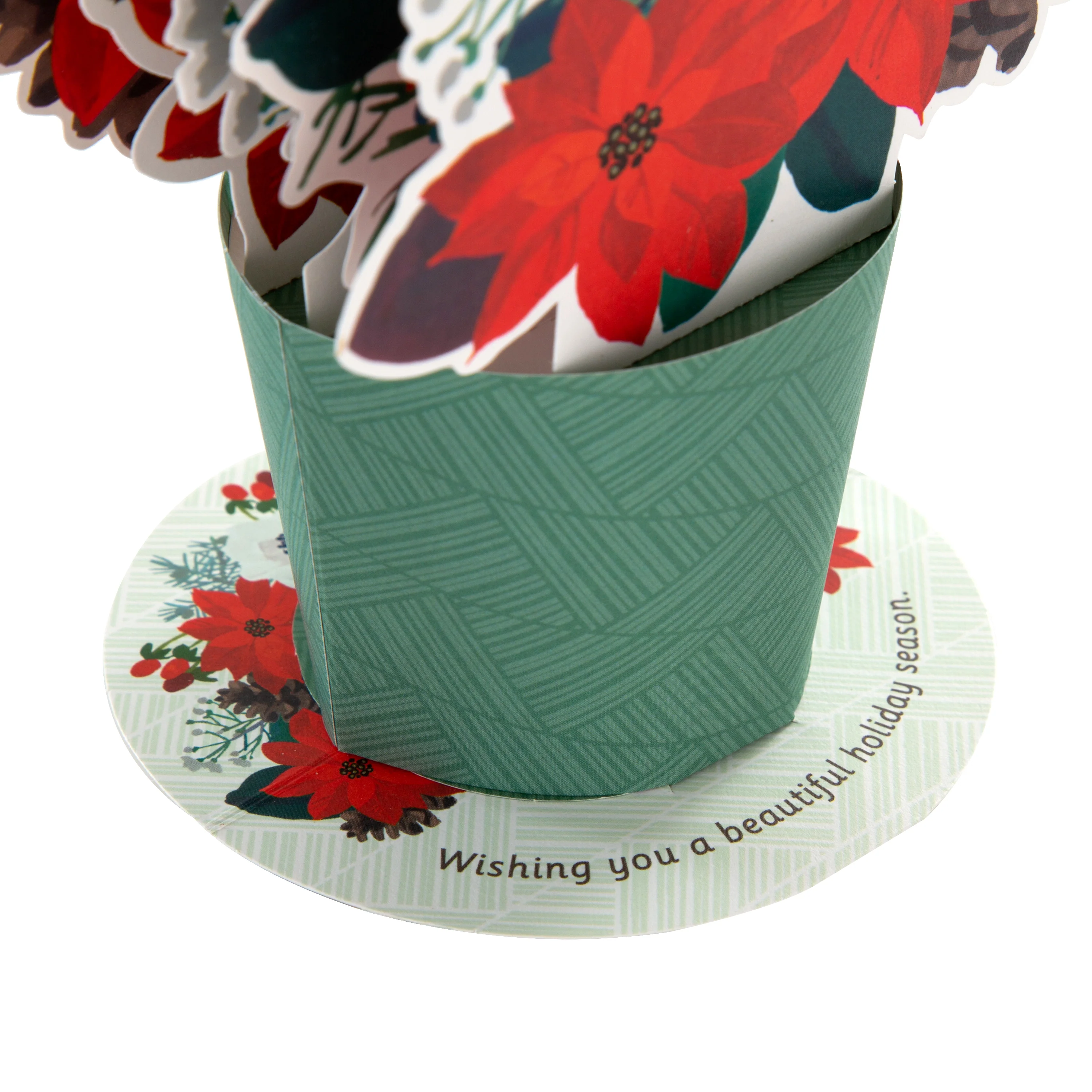 Christmas Paper Wonder Card - 3D Pop Up Red Poinsettias Design - Image 3