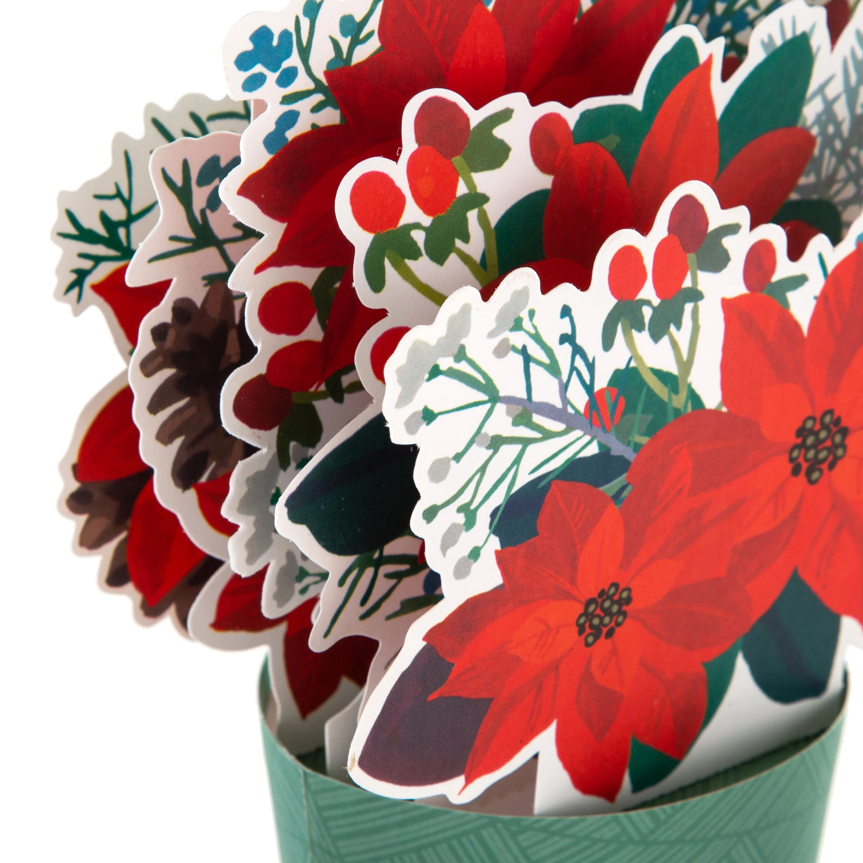 Christmas Paper Wonder Card - 3D Pop Up Red Poinsettias Design - Image 4