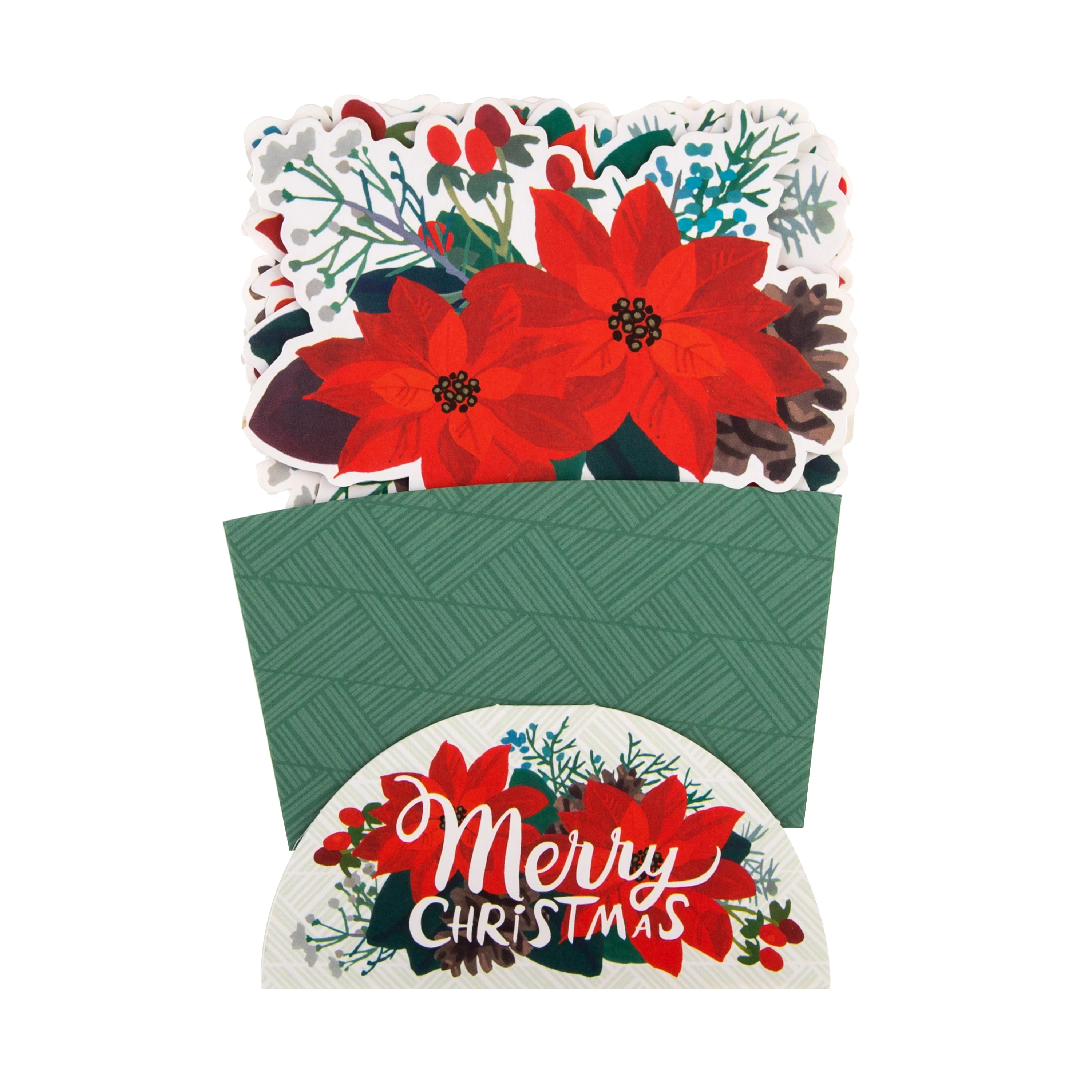 Christmas Paper Wonder Card - 3D Pop Up Red Poinsettias Design - Image 6