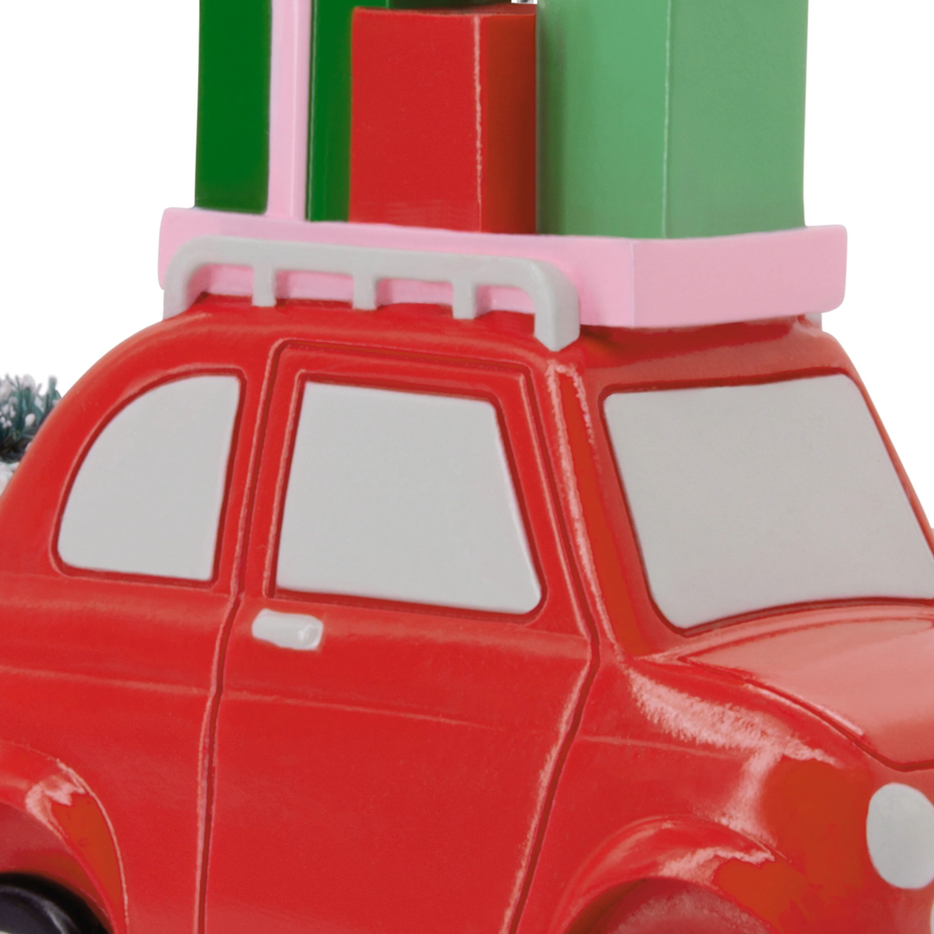 Collectable Christmas Hanging Ornament - Red Car with Gifts & Wreath - Image 3