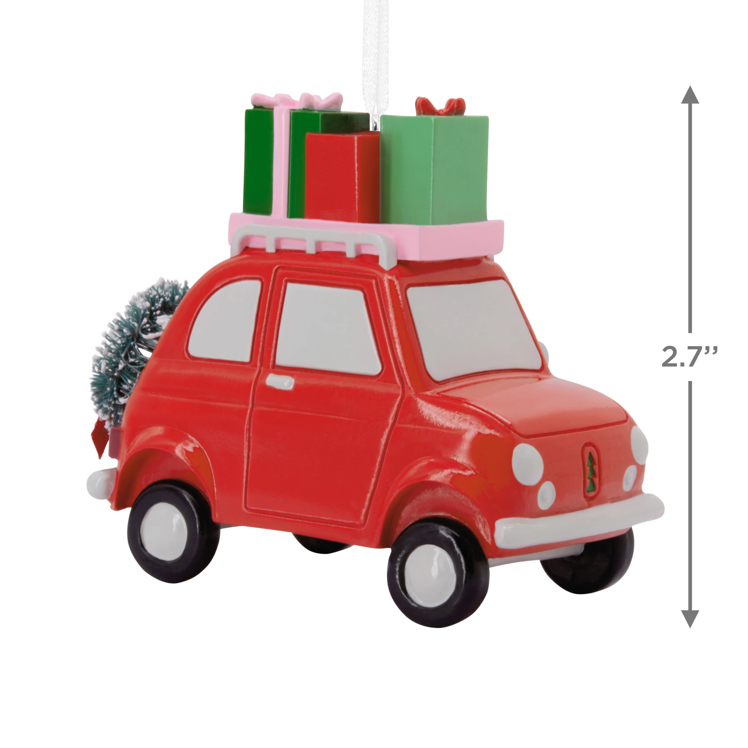 Collectable Christmas Hanging Ornament - Red Car with Gifts & Wreath - Image 4