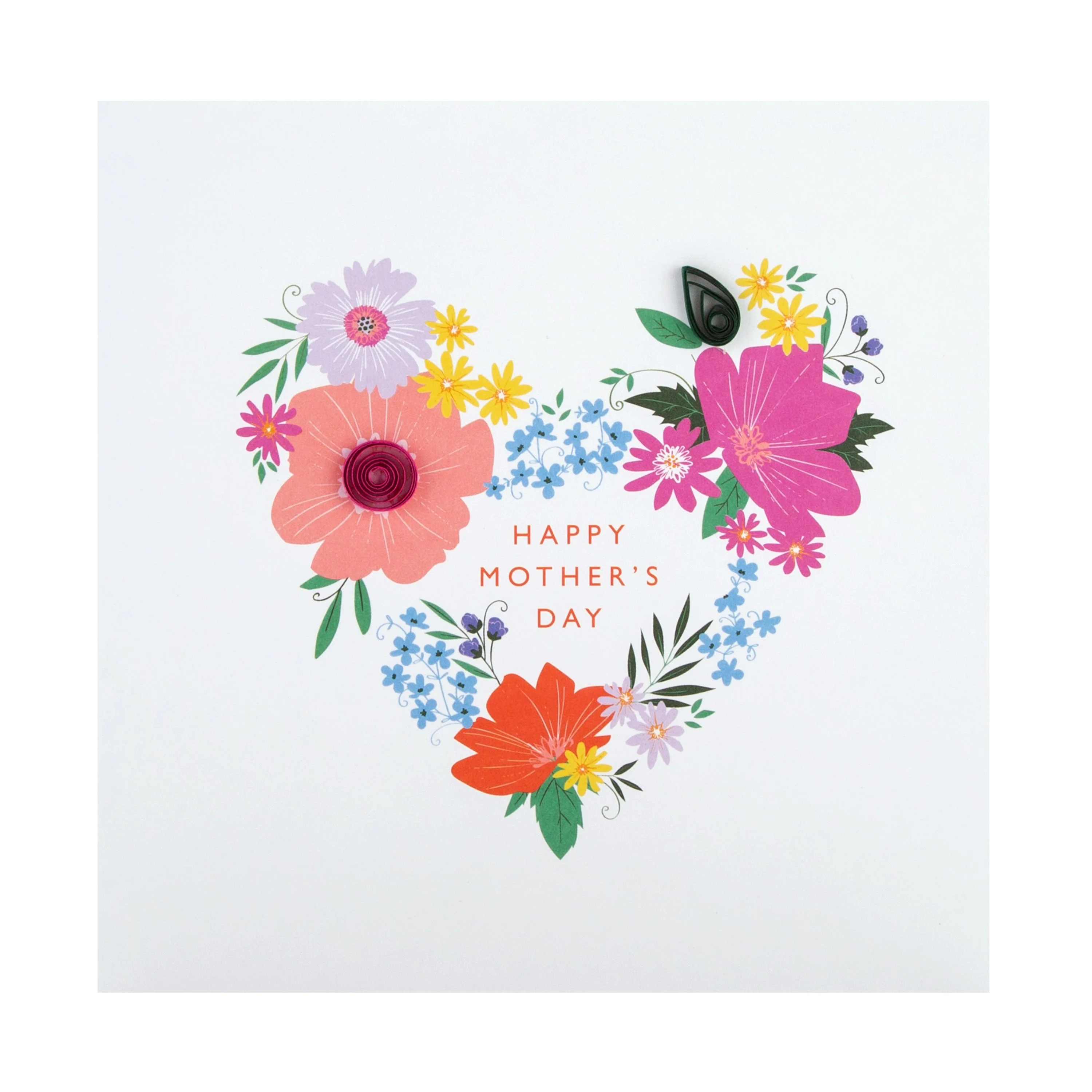 Contemporary Mother's Day Card - Floral Heart Design with Quilled Paper Details - Image 3